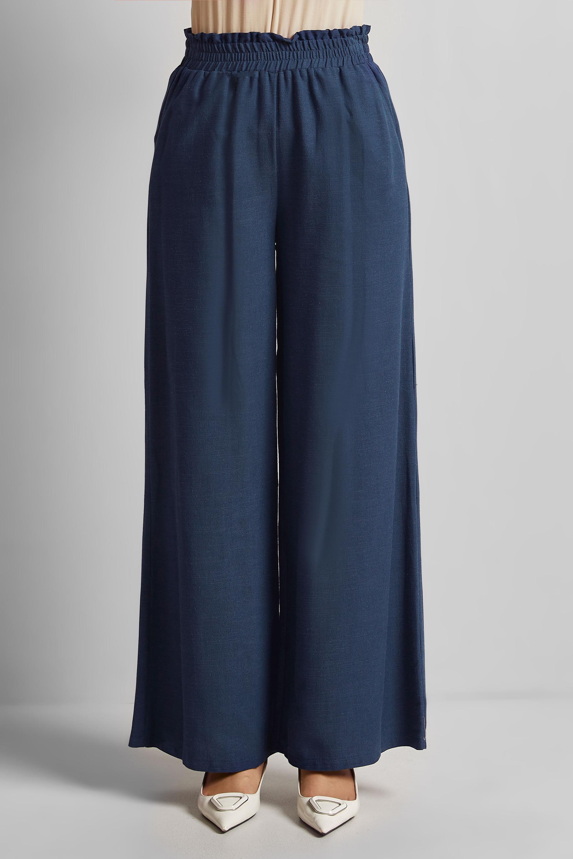 Tesettür giyim LACİVERT PAMUKLU GENİŞ PAÇA PANTOLON 70751