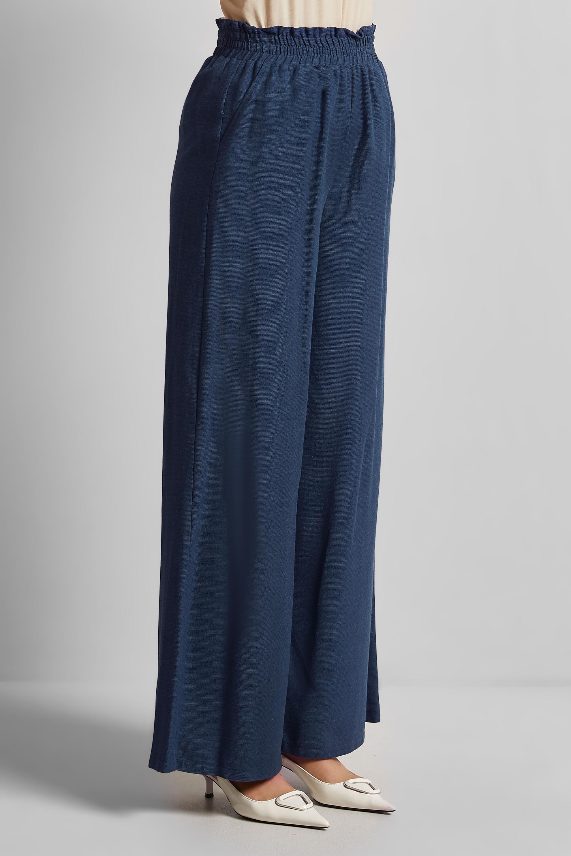 Tesettür giyim LACİVERT PAMUKLU GENİŞ PAÇA PANTOLON 70751