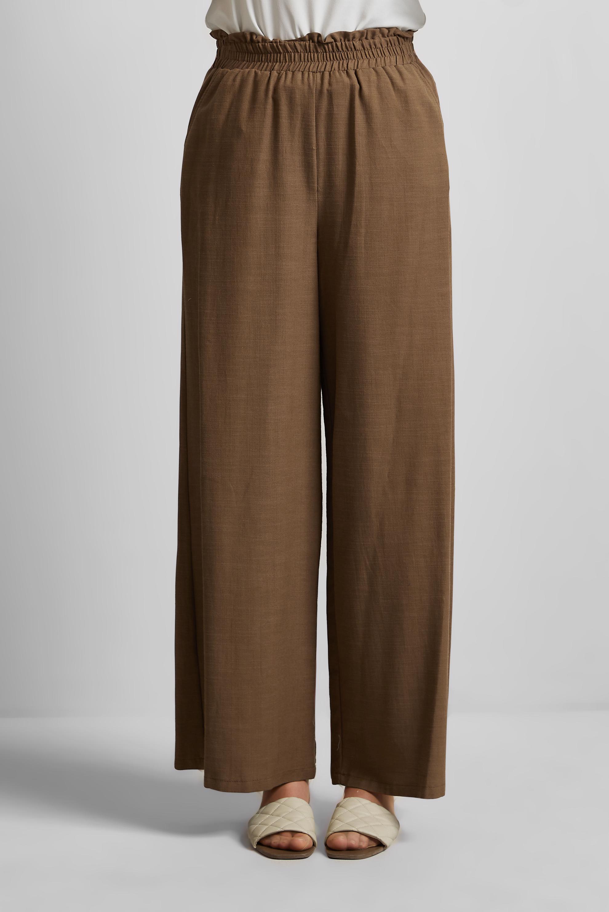 Tesettür giyim KAHVE PAMUKLU GENİŞ PAÇA PANTOLON 70751