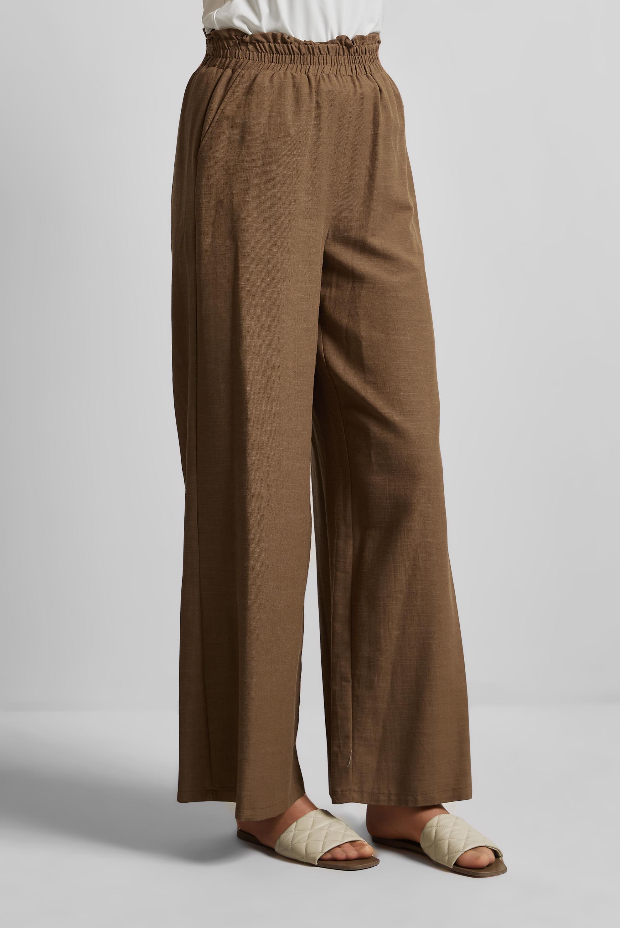 Tesettür giyim KAHVE PAMUKLU GENİŞ PAÇA PANTOLON 70751