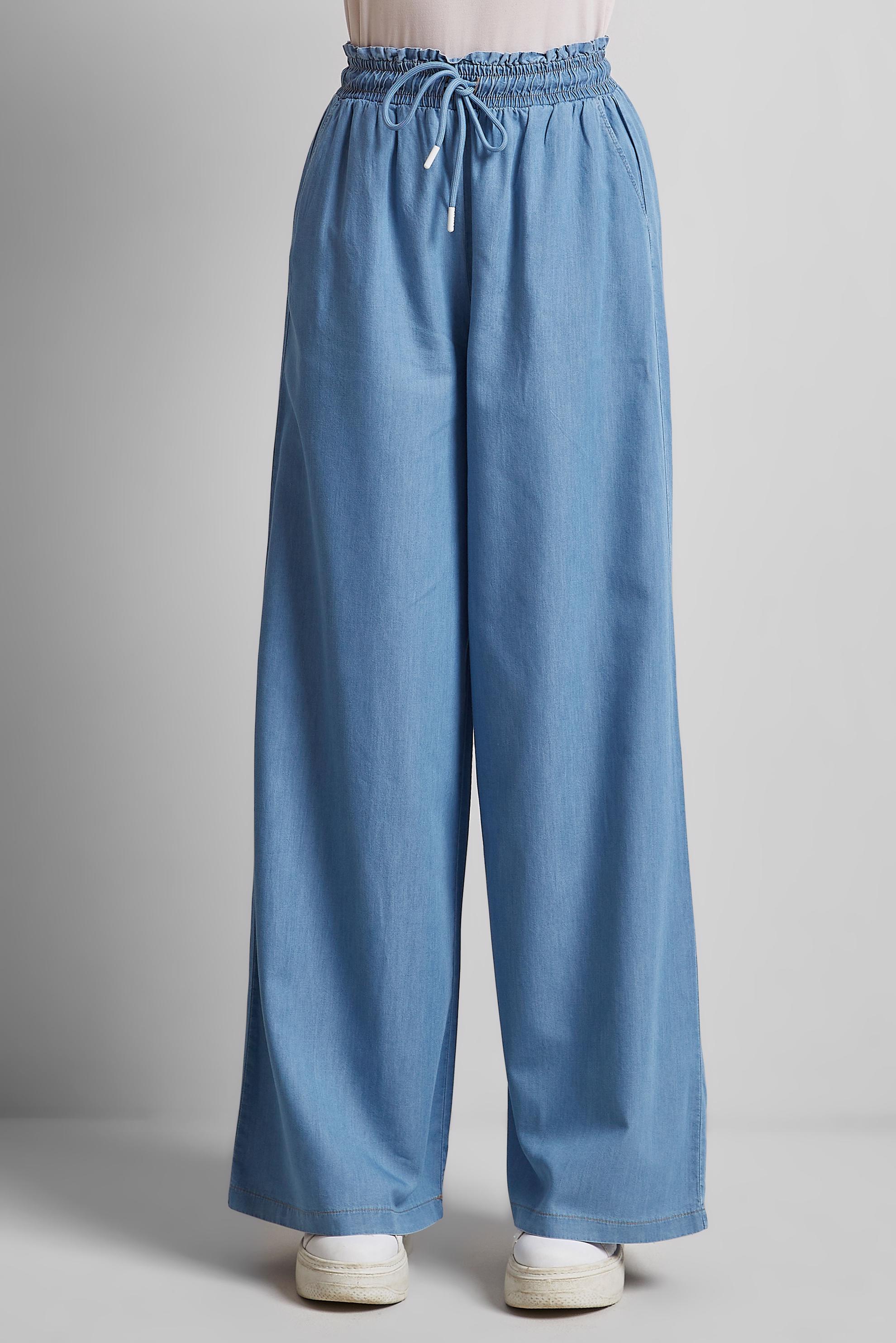 Tesettür giyim LACİVERT PAMUKLU GENİŞ PAÇA PANTOLON 70752