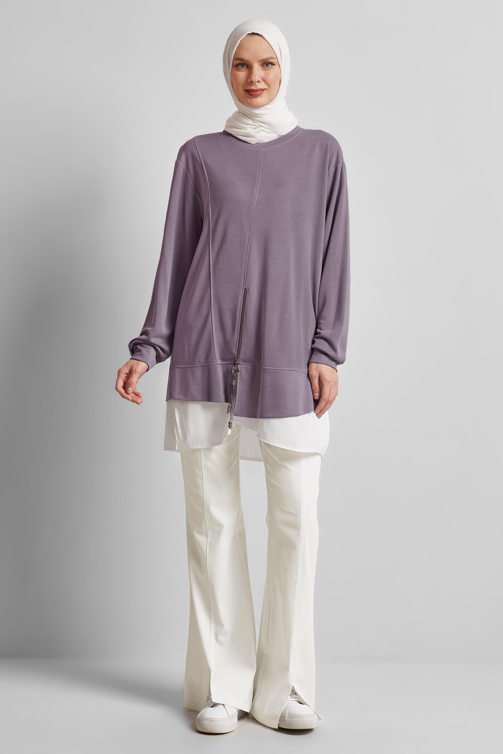 Hijab clothing WHITE SLIT DETAILED PANTS 70851