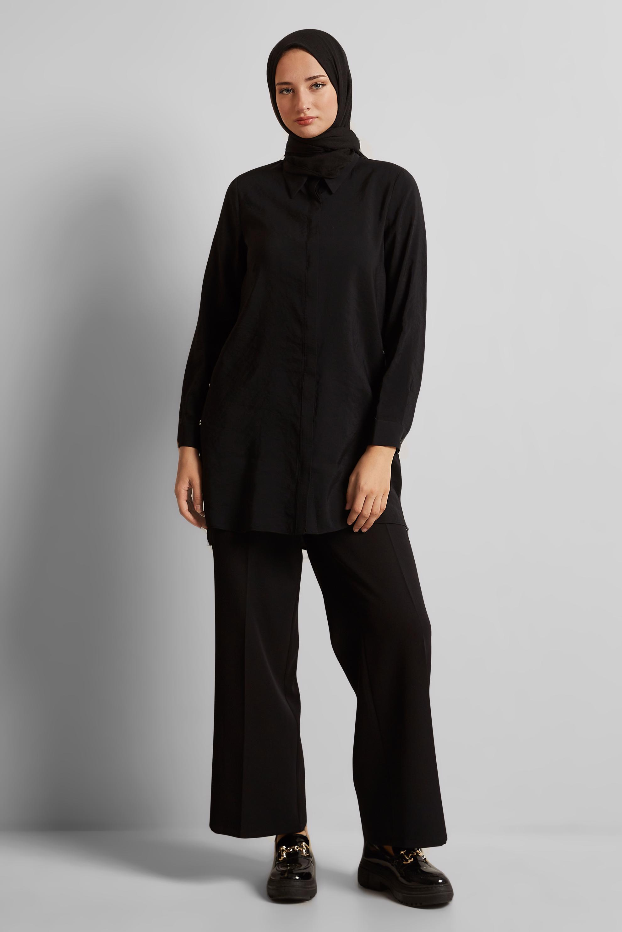 Tesettür giyim SİYAH GENİŞ PAÇA PANTOLON 70852