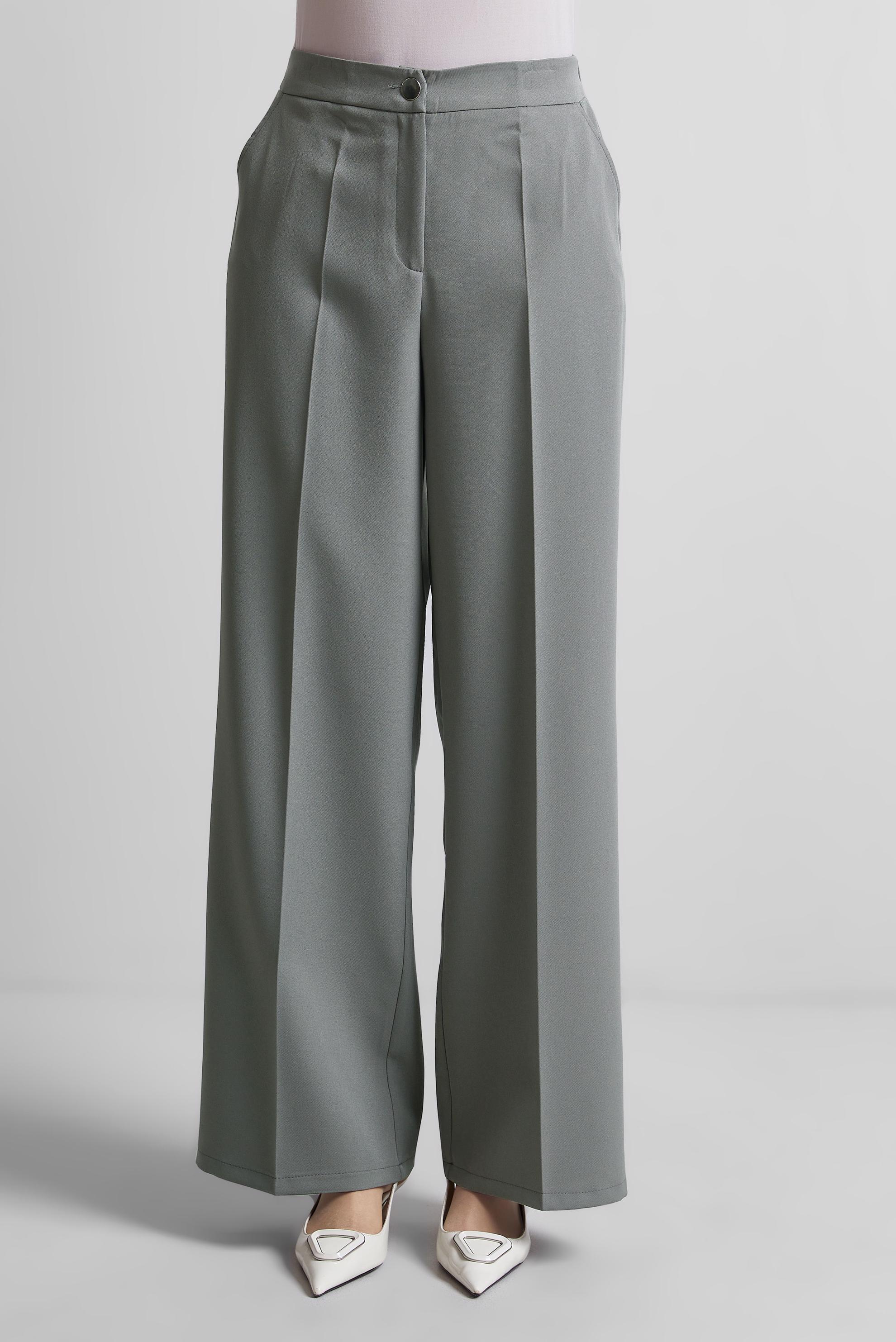 Tesettür giyim GRİ GENİŞ PAÇA PANTOLON 70852