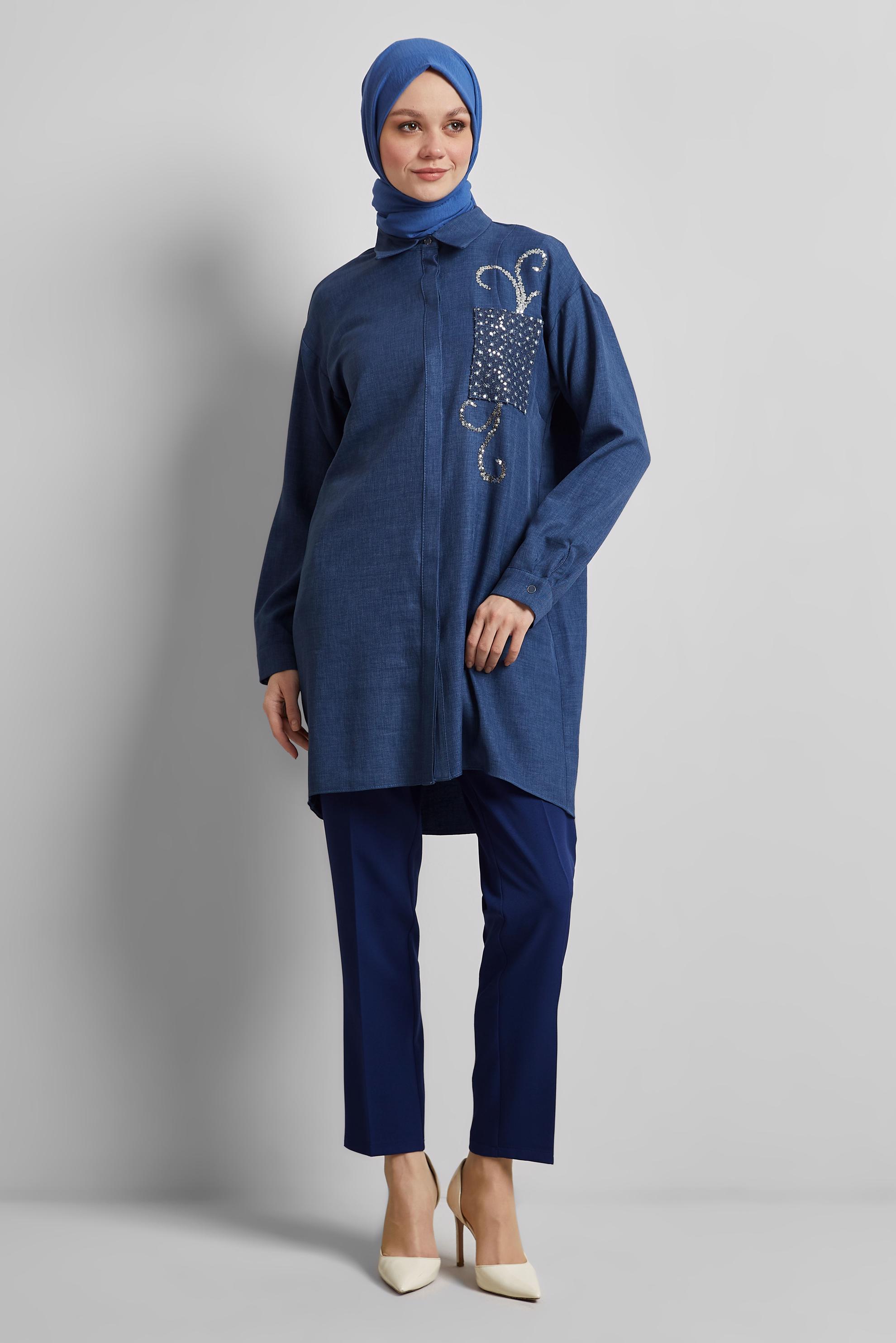 Tesettür giyim LACİVERT DAR PAÇA PANTOLON 70853