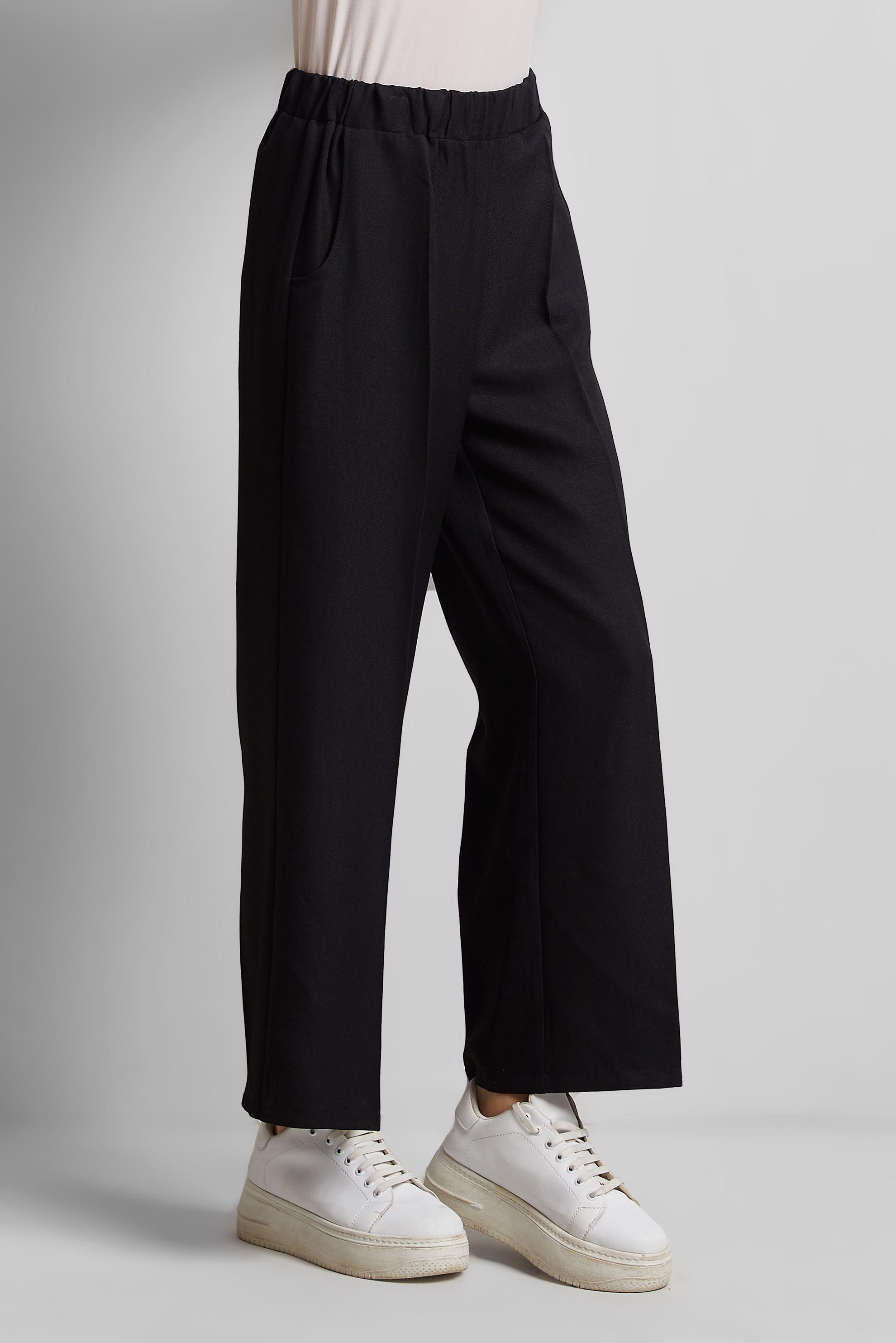 Tesettür giyim SİYAH BELİ LASTİKLİ PANTOLON 70855