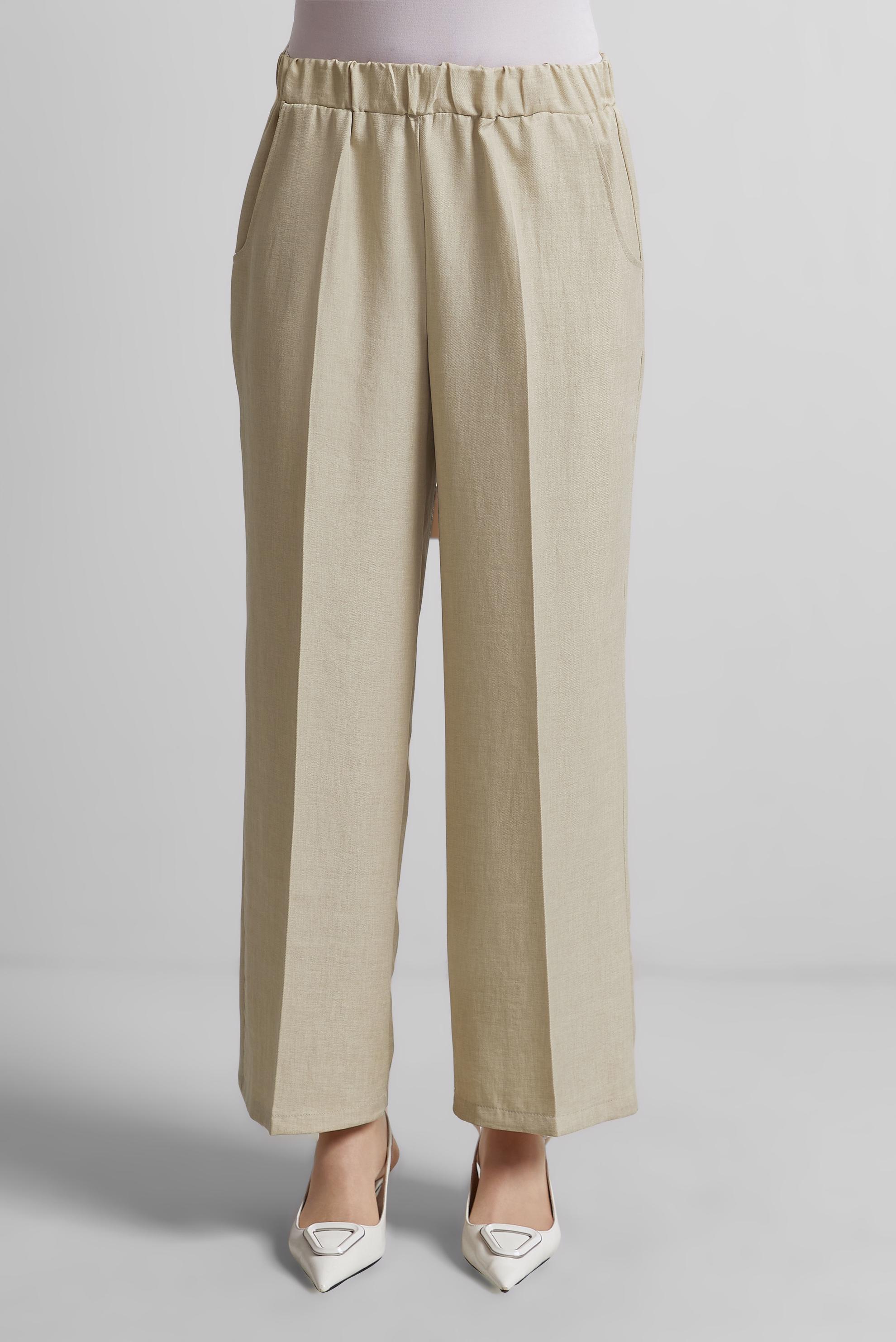 Tesettür giyim BEJ BELİ LASTİKLİ PANTOLON 70855