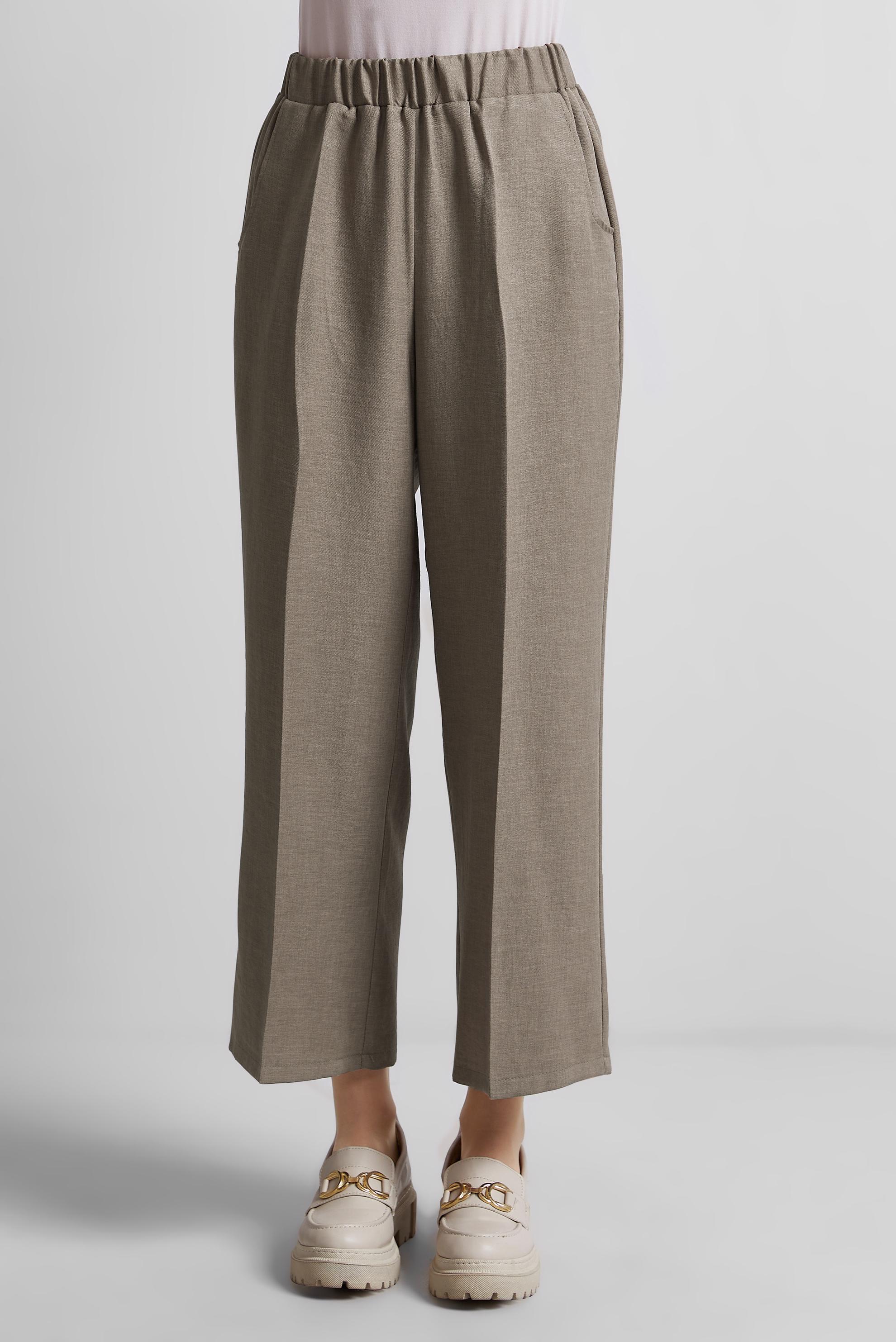 Tesettür giyim VİZON BELİ LASTİKLİ PANTOLON 70855