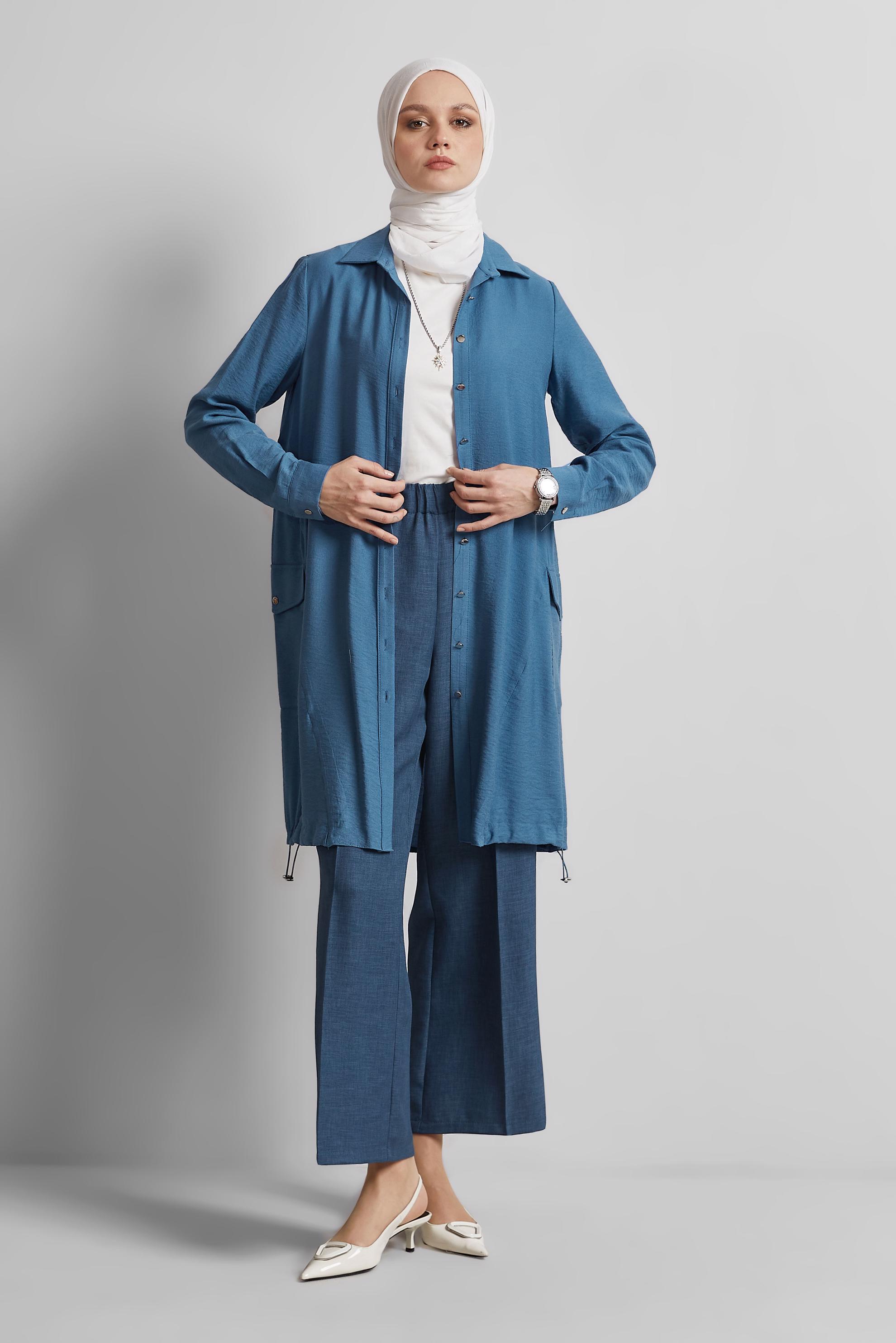 Tesettür giyim LACİVERT BELİ LASTİKLİ PANTOLON 70855