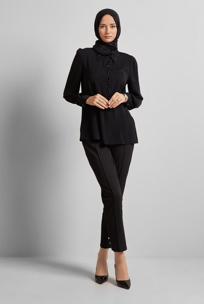 Hijab clothing BLACK STRAIGHT CUT PANTS 70856 - ALVİNA