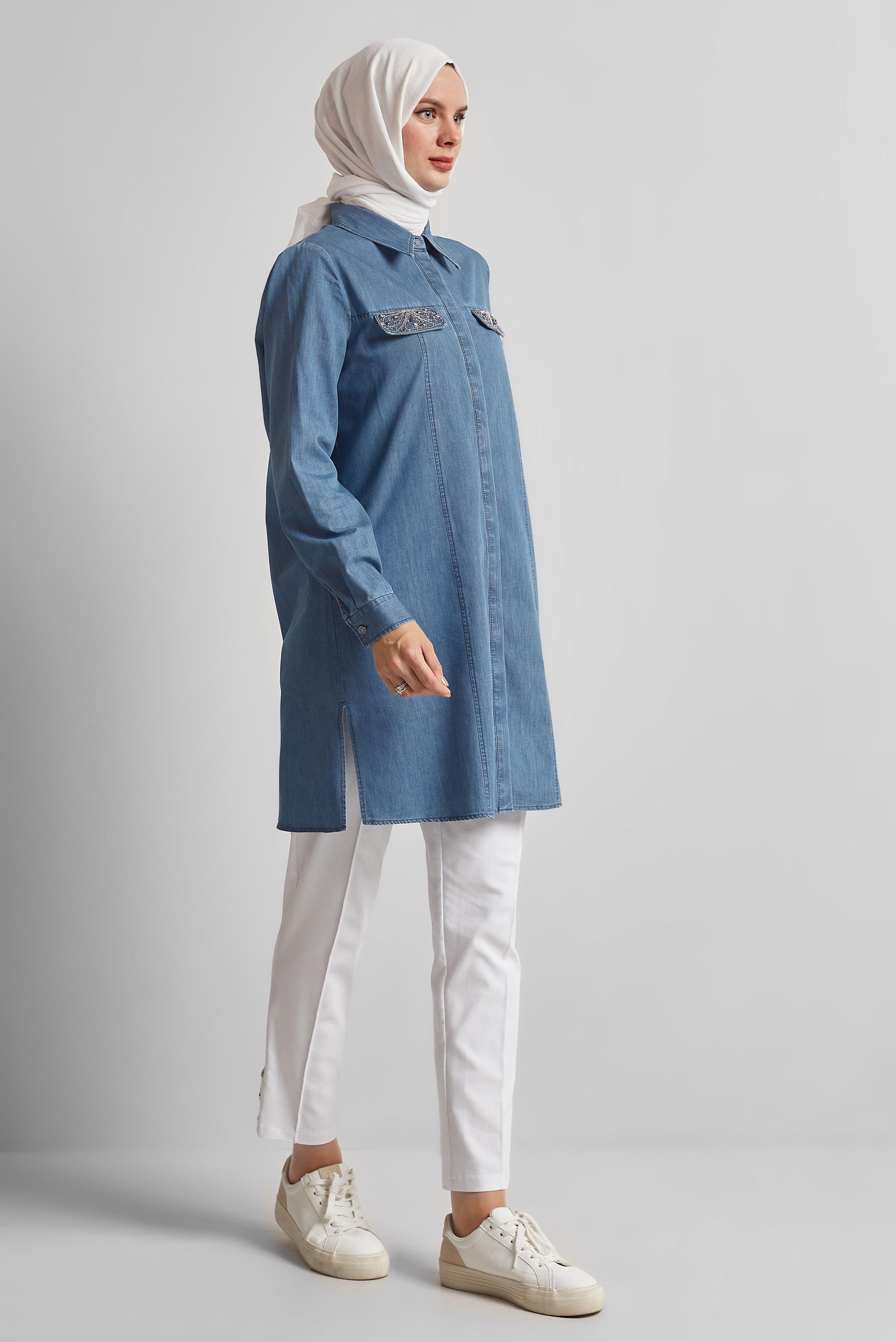 Tesettür giyim BEYAZ DÜZ PAÇA PANTOLON 70856