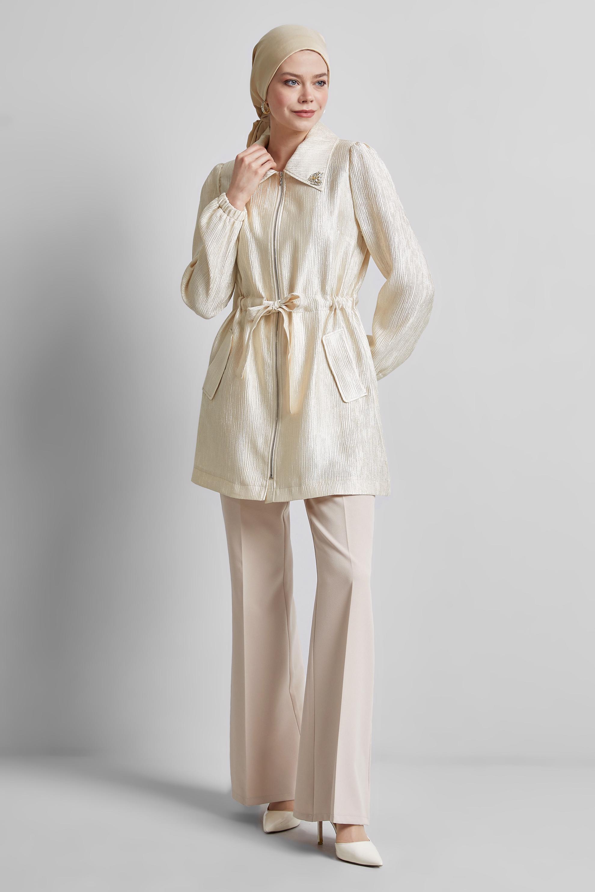 Tesettür giyim BEJ İSPANYOL PAÇA PANTOLON 70860