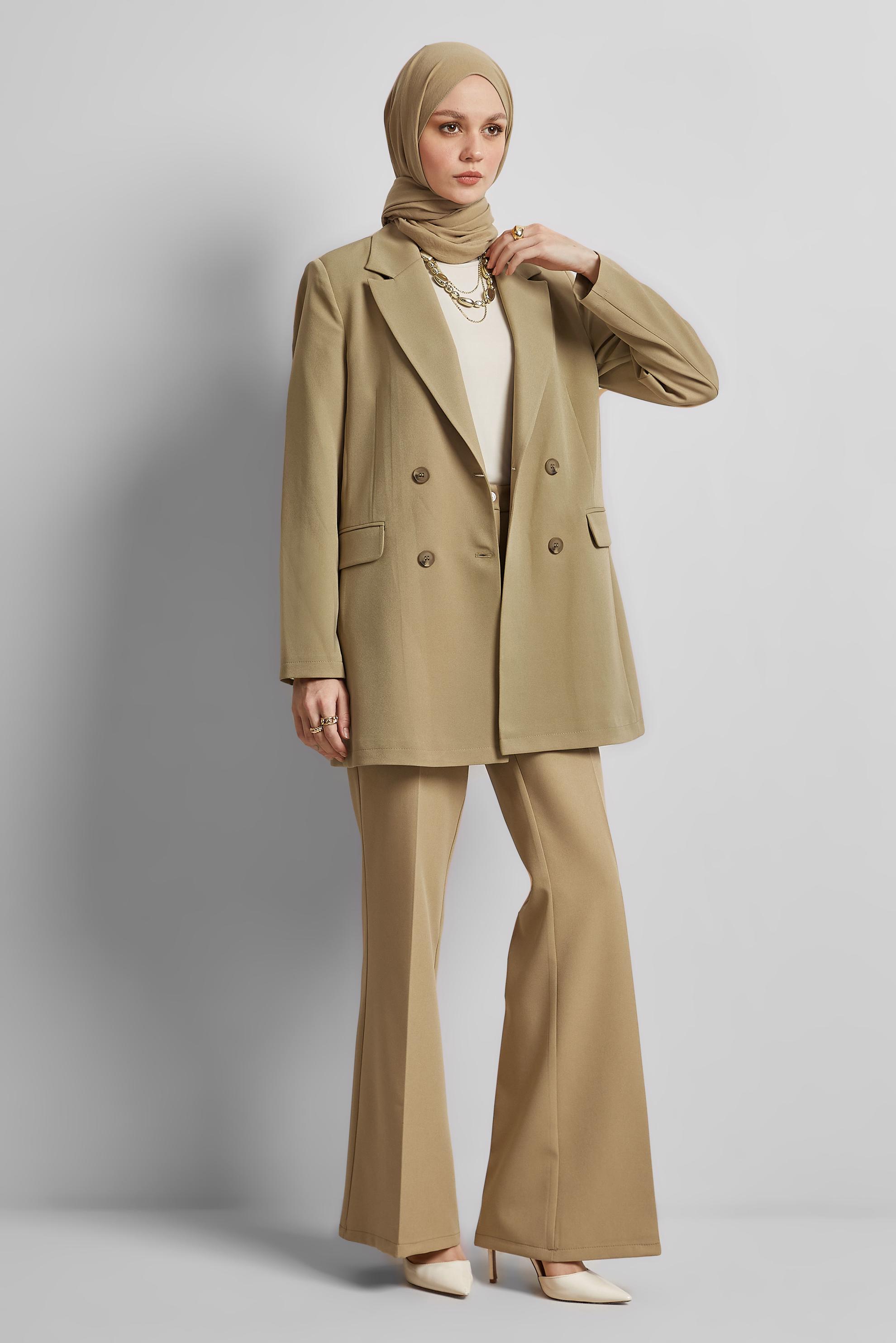 Tesettür giyim KAHVE İSPANYOL PAÇA PANTOLON 70860