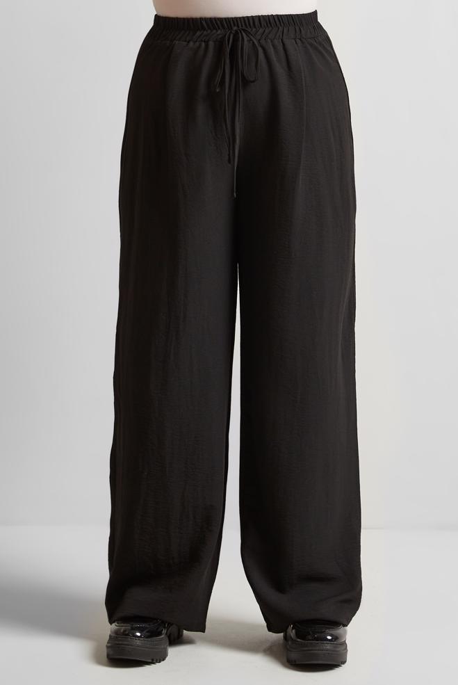 Tesettür giyim SİYAH GENİŞ PAÇA BÜYÜK BEDEN PANTOLON 70861 - ALVİNA