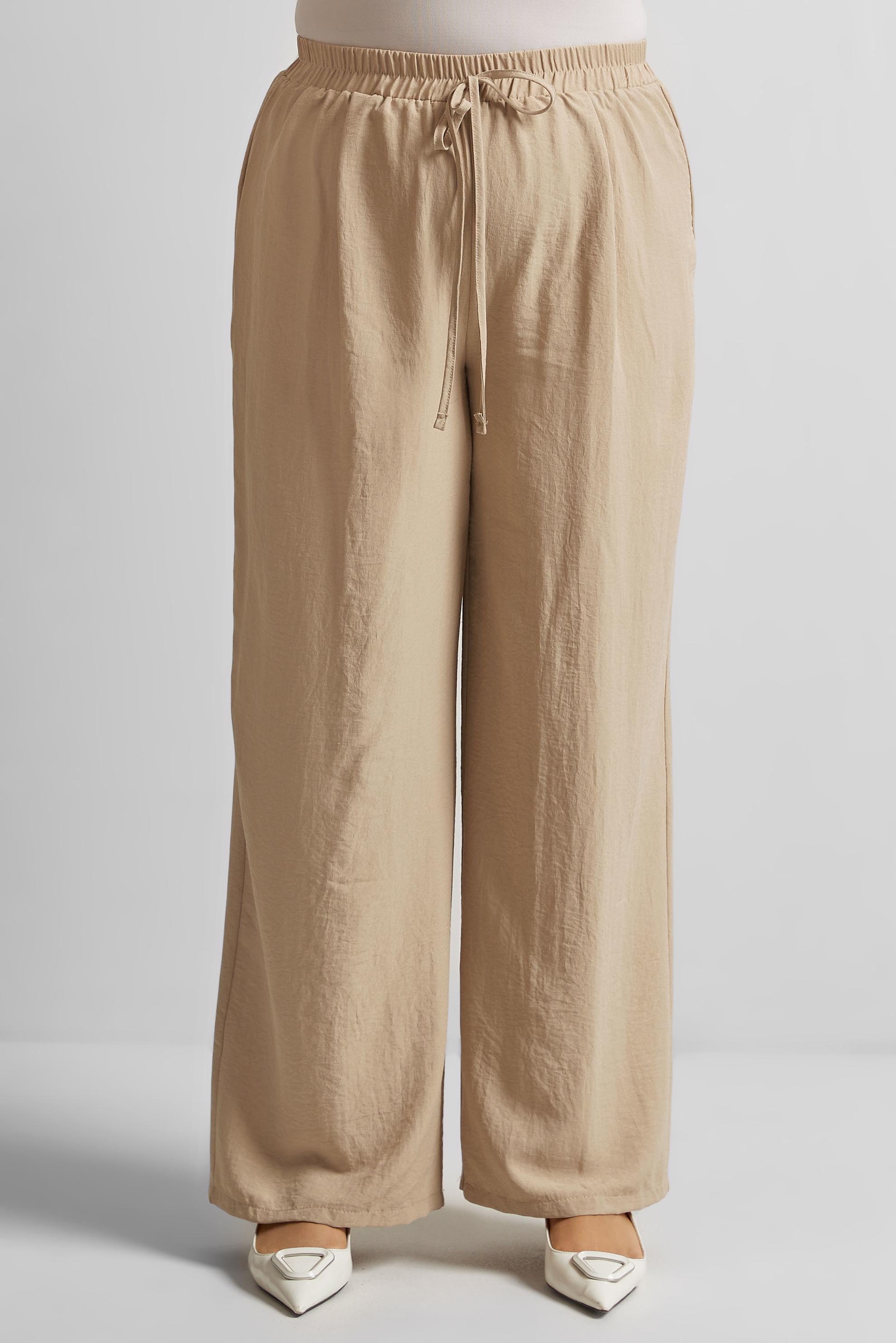 Tesettür giyim KAHVE GENİŞ PAÇA BÜYÜK BEDEN PANTOLON 70861