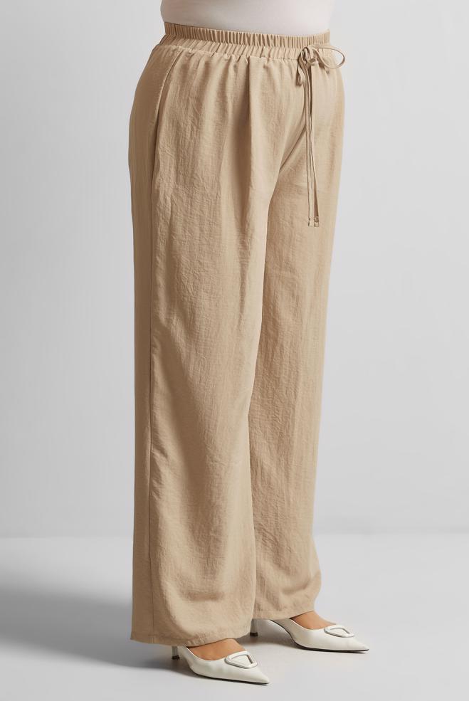 Tesettür giyim KAHVE GENİŞ PAÇA BÜYÜK BEDEN PANTOLON 70861 - ALVİNA