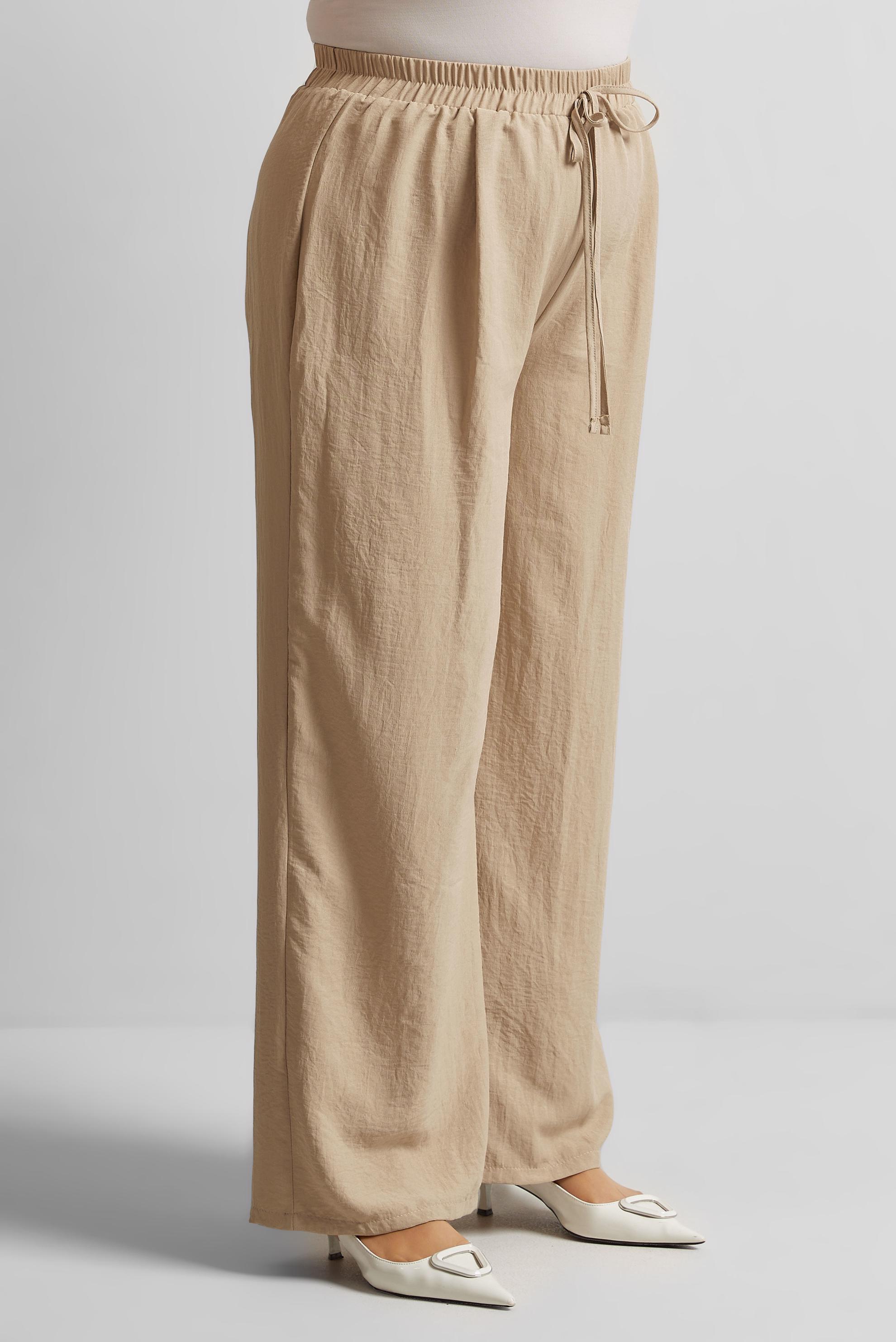 Tesettür giyim KAHVE GENİŞ PAÇA BÜYÜK BEDEN PANTOLON 70861