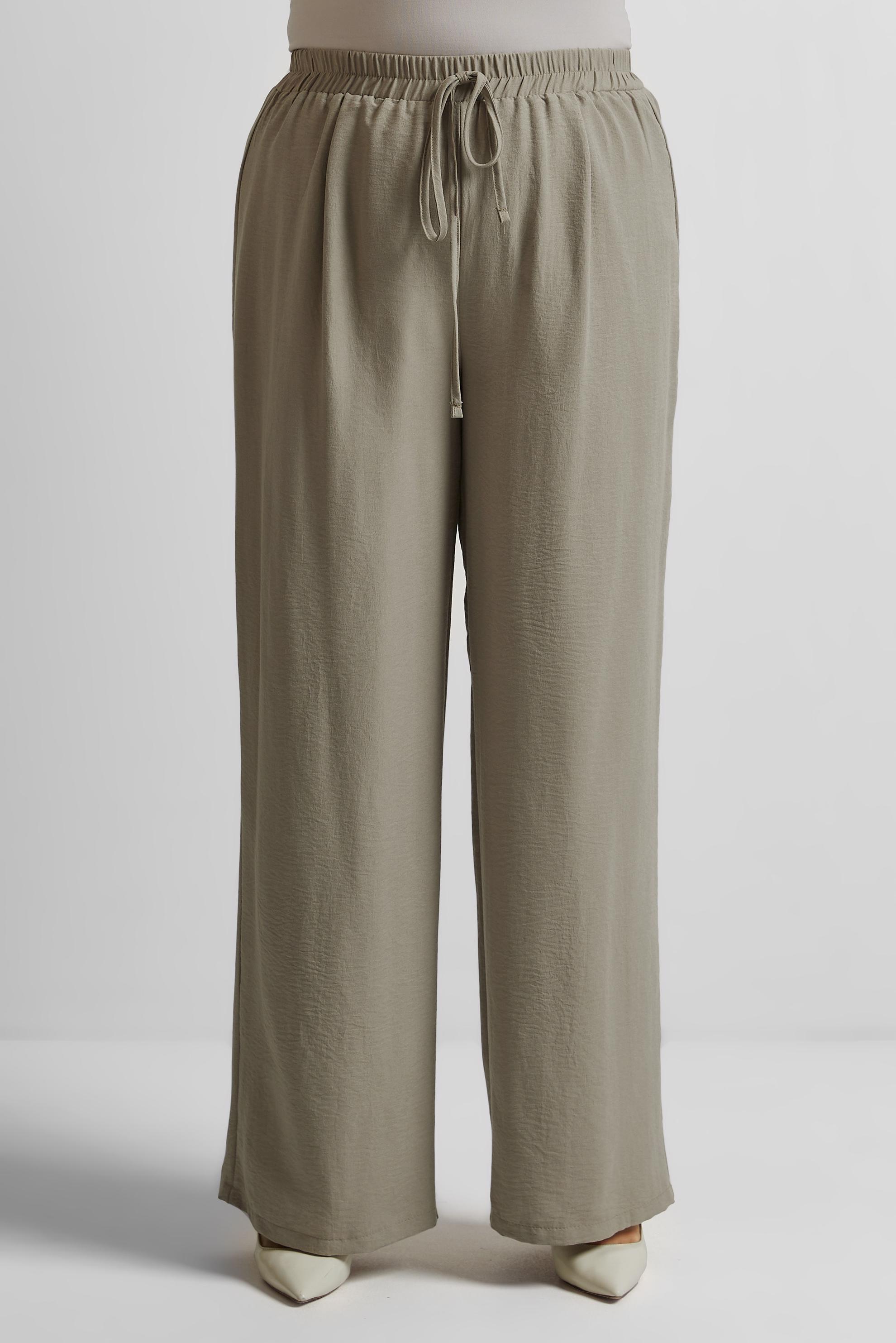 Tesettür giyim BEJ GENİŞ PAÇA BÜYÜK BEDEN PANTOLON 70861