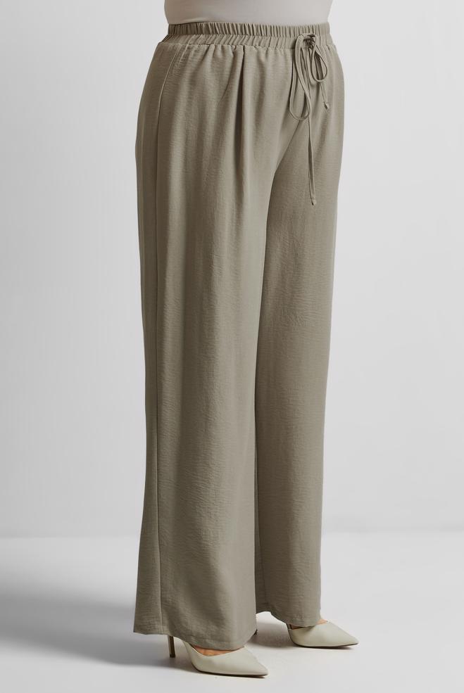 Tesettür giyim BEJ GENİŞ PAÇA BÜYÜK BEDEN PANTOLON 70861 - ALVİNA