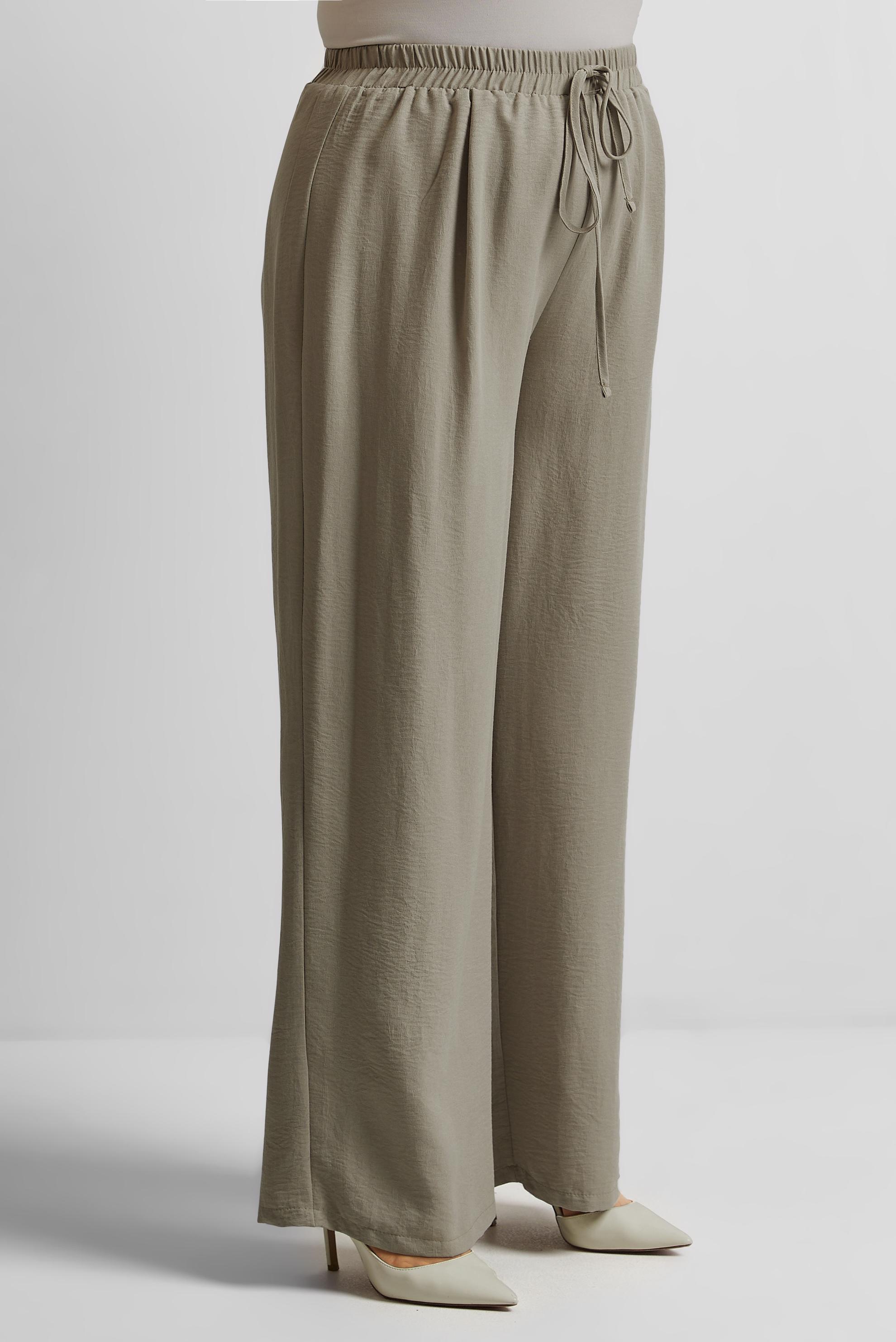 Tesettür giyim BEJ GENİŞ PAÇA BÜYÜK BEDEN PANTOLON 70861