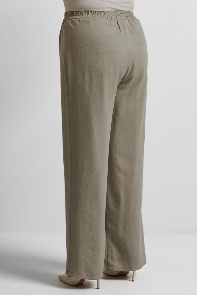 Tesettür giyim BEJ GENİŞ PAÇA BÜYÜK BEDEN PANTOLON 70861 - ALVİNA