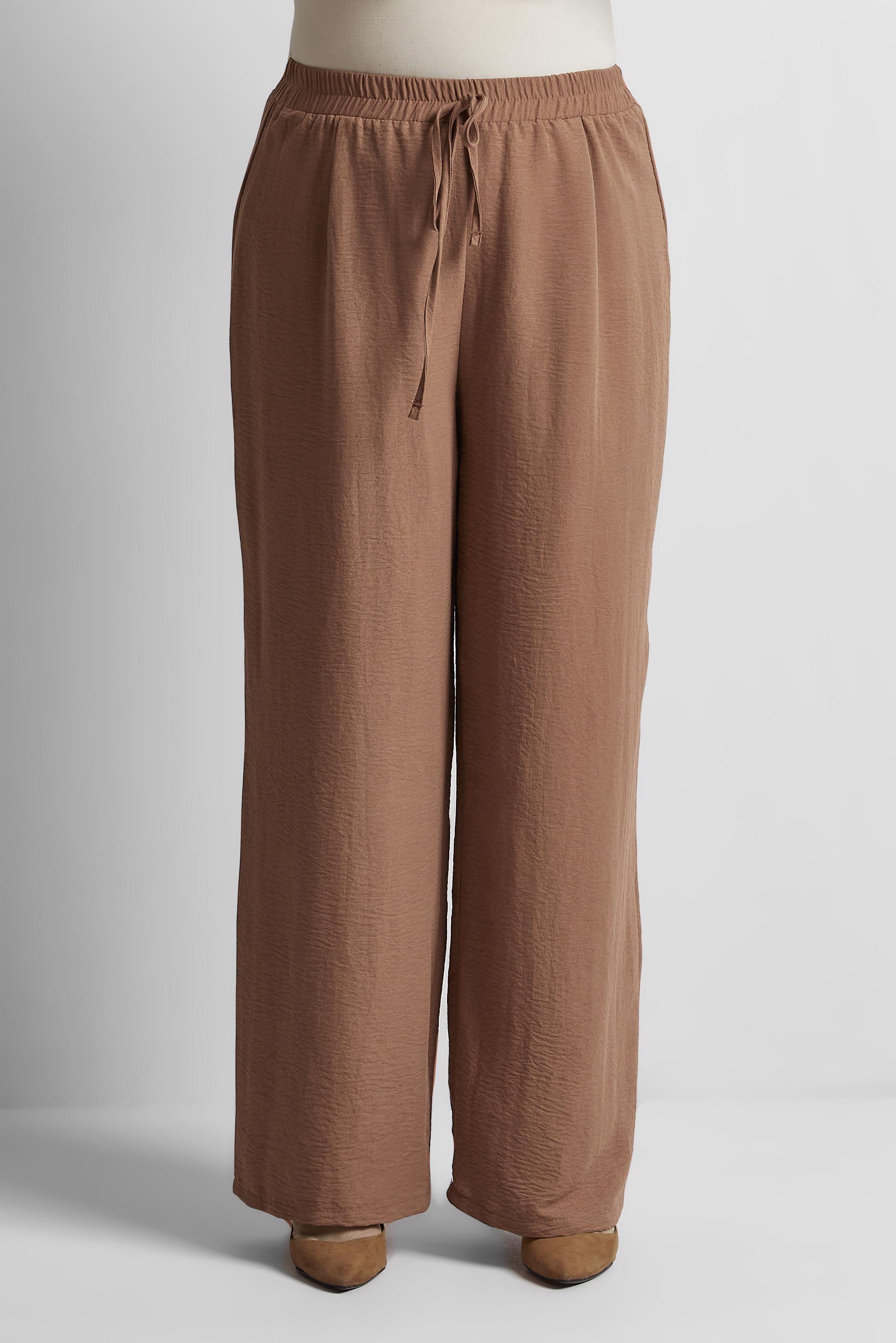 Tesettür giyim KAHVE GENİŞ PAÇA BÜYÜK BEDEN PANTOLON 70861