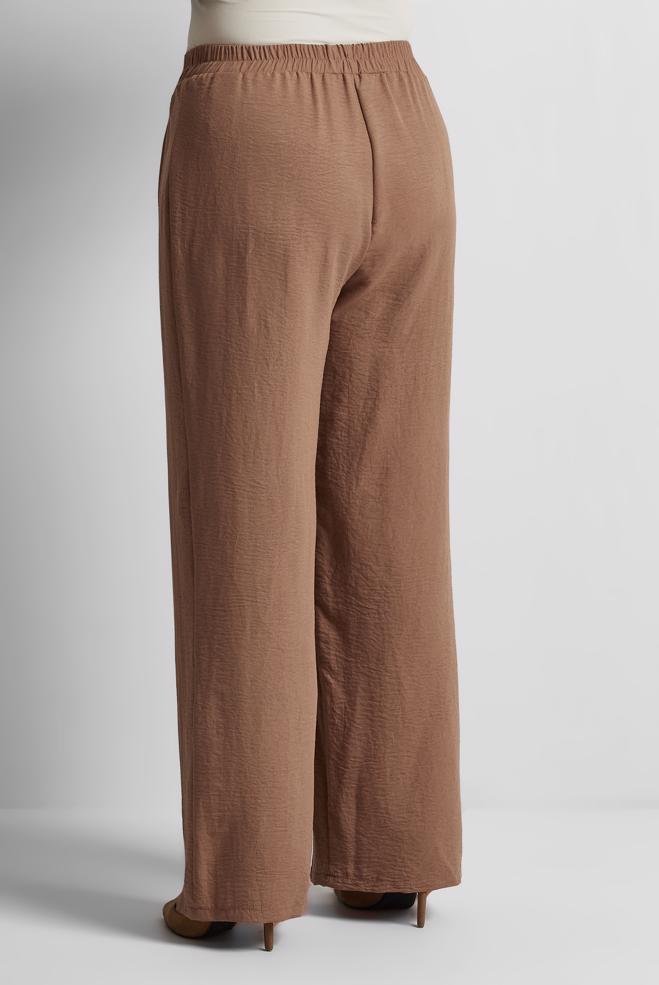 Tesettür giyim KAHVE GENİŞ PAÇA BÜYÜK BEDEN PANTOLON 70861 - ALVİNA