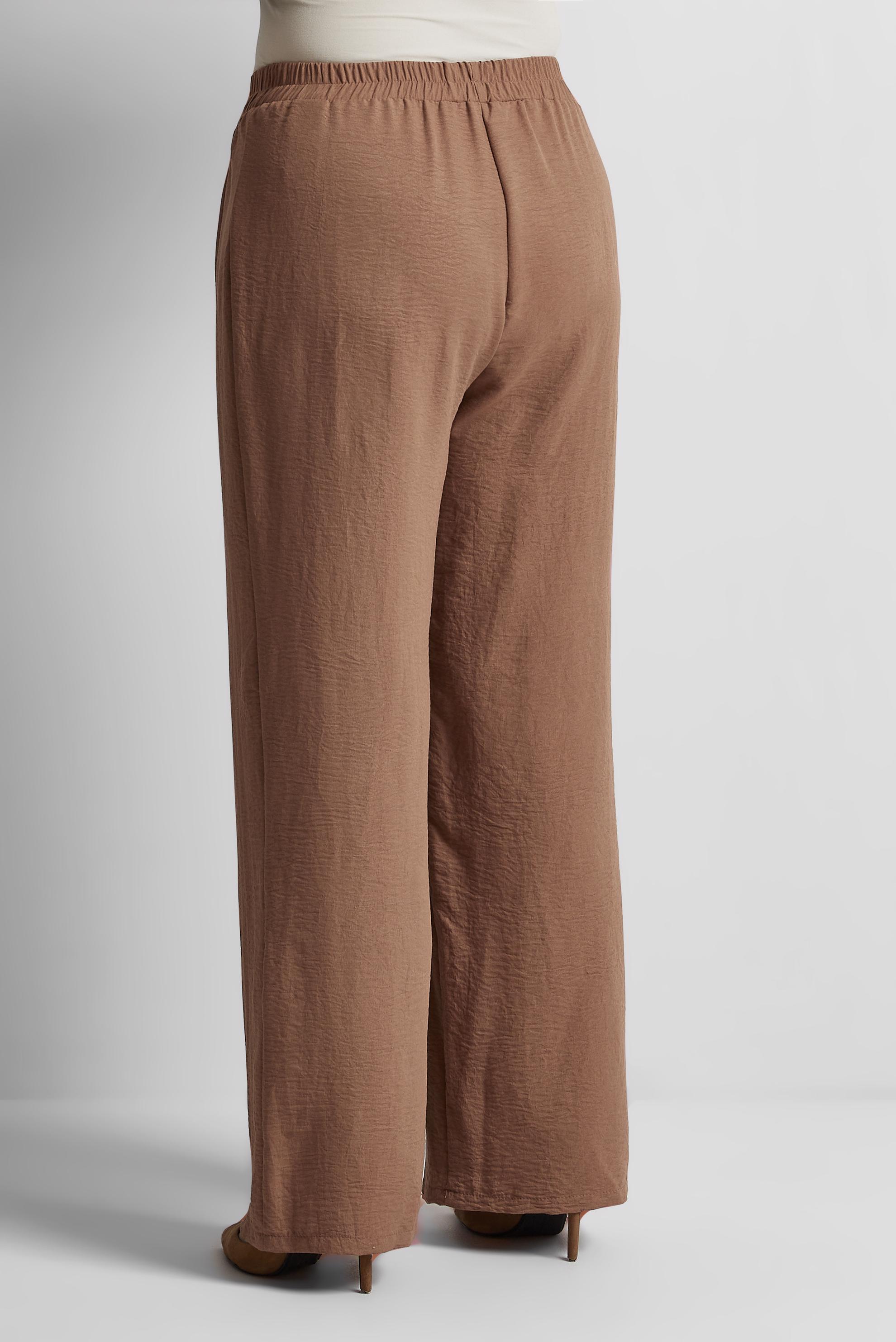 Tesettür giyim KAHVE GENİŞ PAÇA BÜYÜK BEDEN PANTOLON 70861