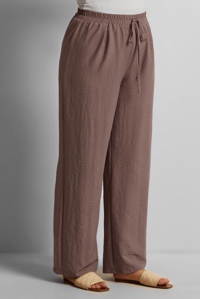 Tesettür giyim VİZON GENİŞ PAÇA BÜYÜK BEDEN PANTOLON 70861 - ALVİNA