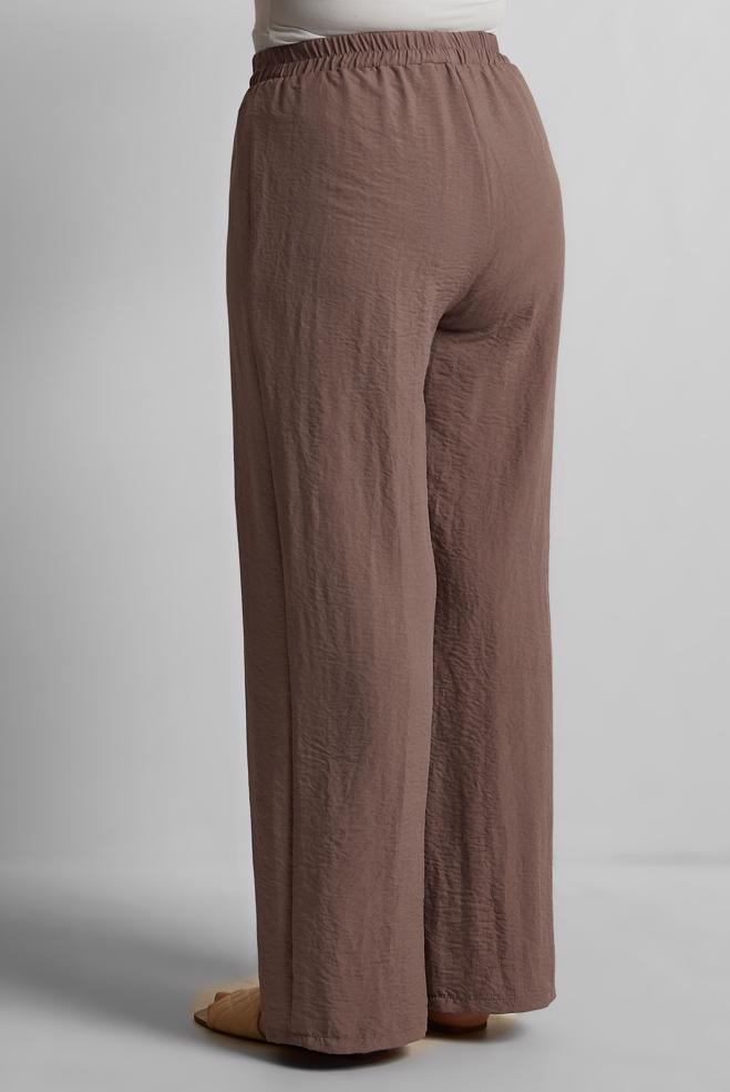 Tesettür giyim VİZON GENİŞ PAÇA BÜYÜK BEDEN PANTOLON 70861 - ALVİNA