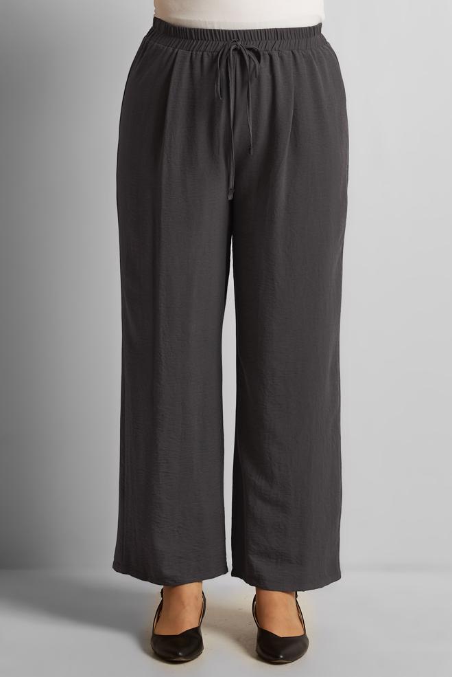 Tesettür giyim GRİ GENİŞ PAÇA BÜYÜK BEDEN PANTOLON 70861 - ALVİNA