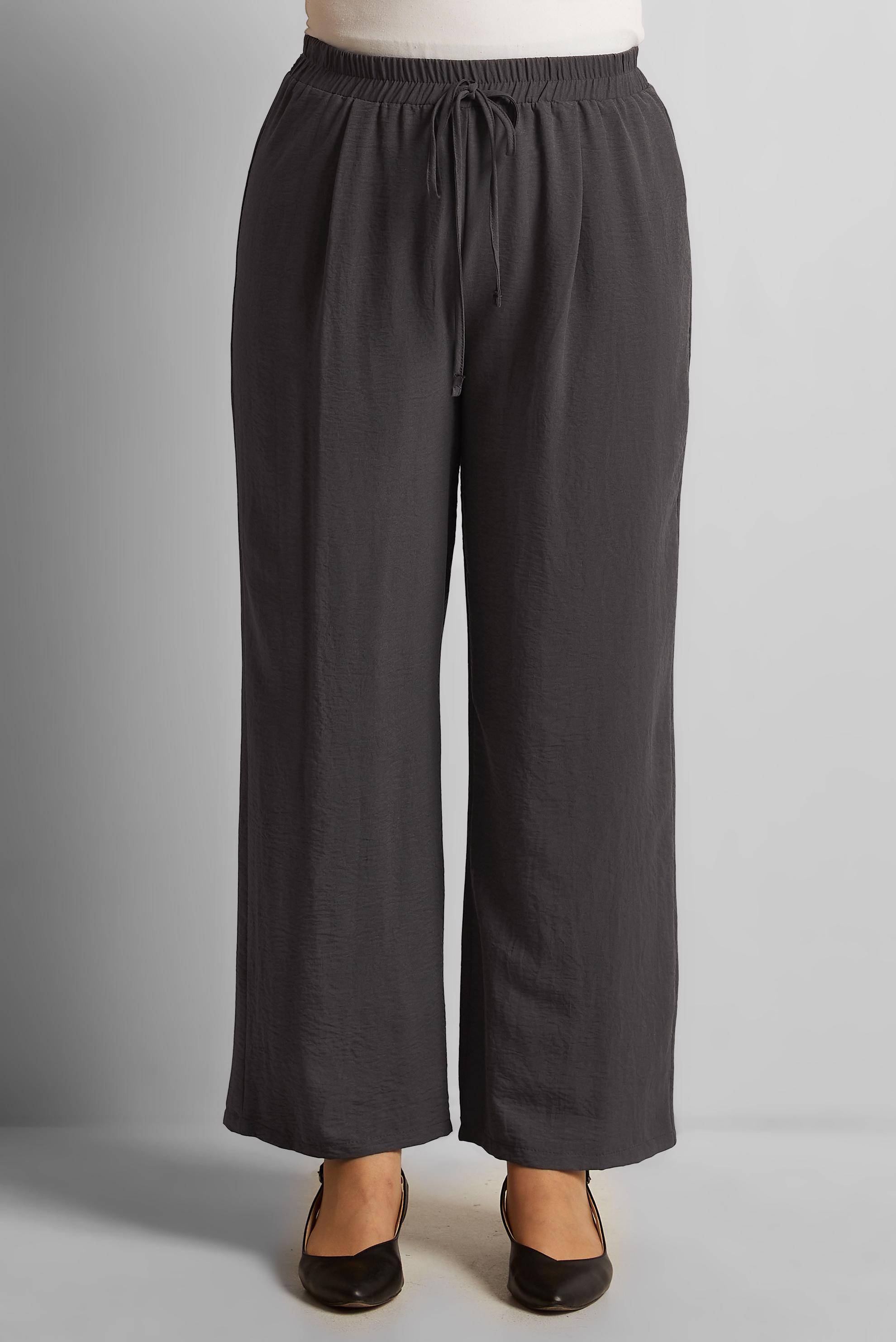 Tesettür giyim GRİ GENİŞ PAÇA BÜYÜK BEDEN PANTOLON 70861