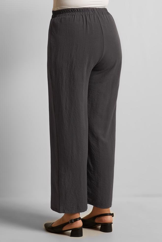 Tesettür giyim GRİ GENİŞ PAÇA BÜYÜK BEDEN PANTOLON 70861 - ALVİNA