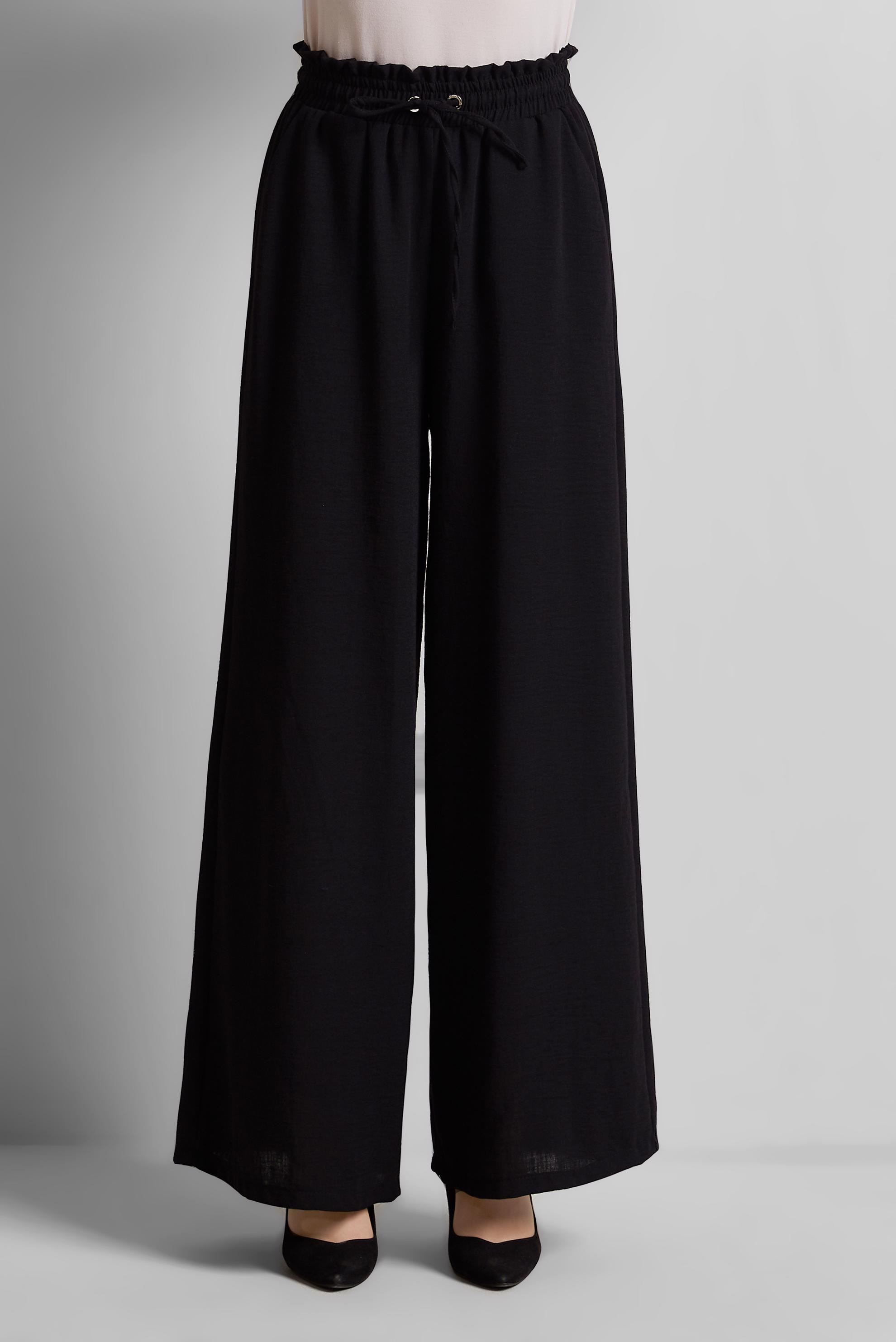 Tesettür giyim SİYAH GENİŞ PAÇA PANTOLON 70863