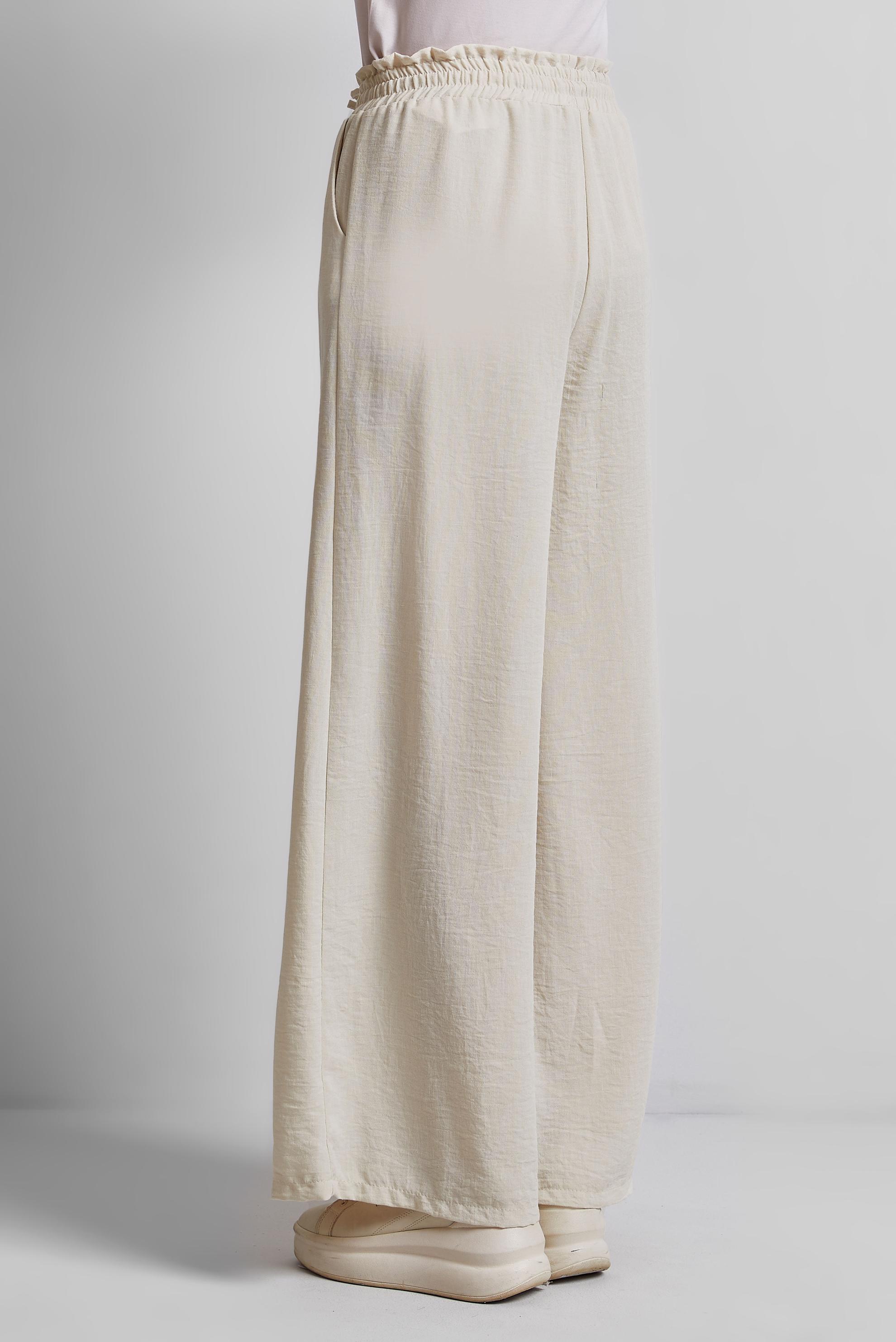 Tesettür giyim EKRU GENİŞ PAÇA PANTOLON 70863