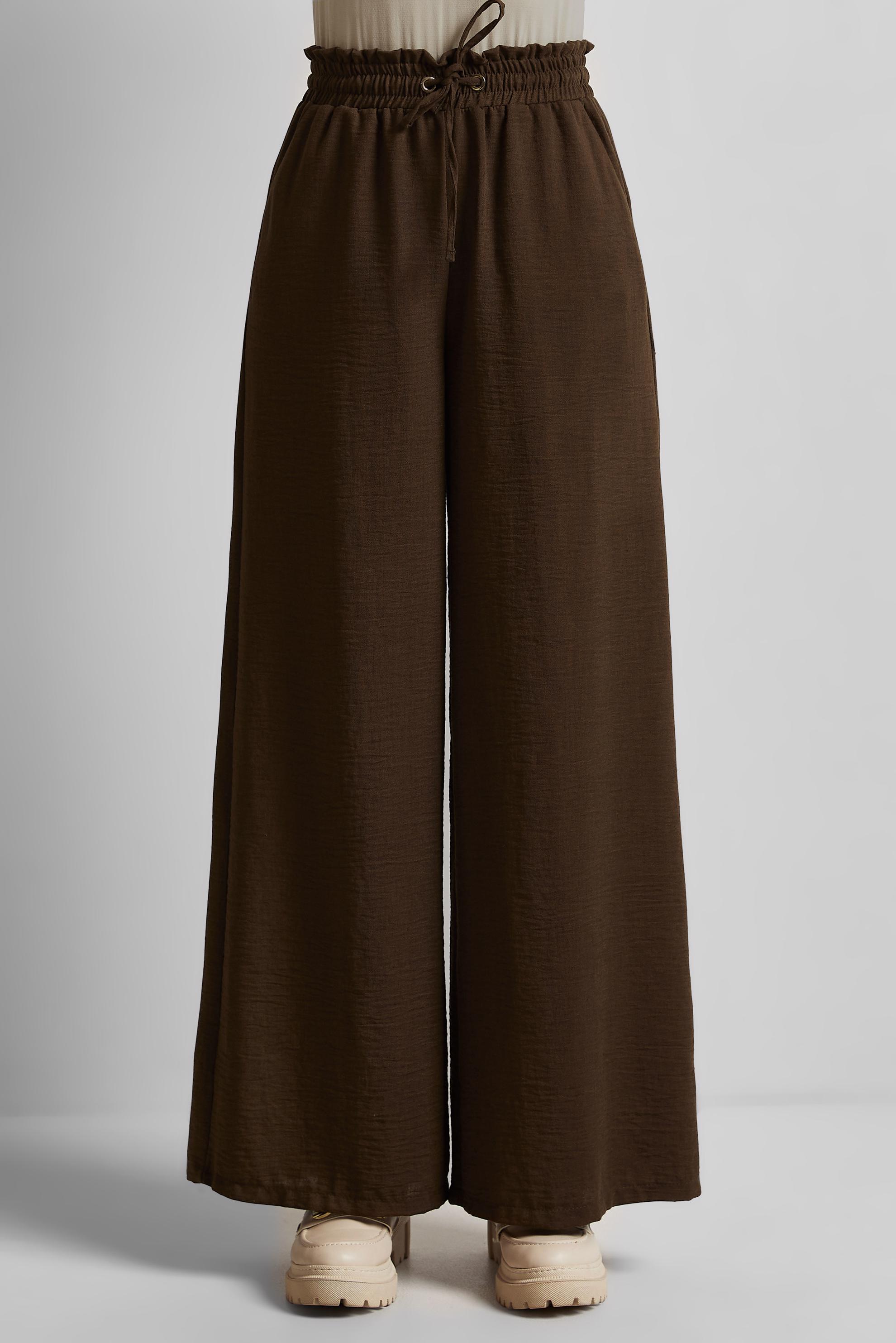 Tesettür giyim KAHVE GENİŞ PAÇA PANTOLON 70863