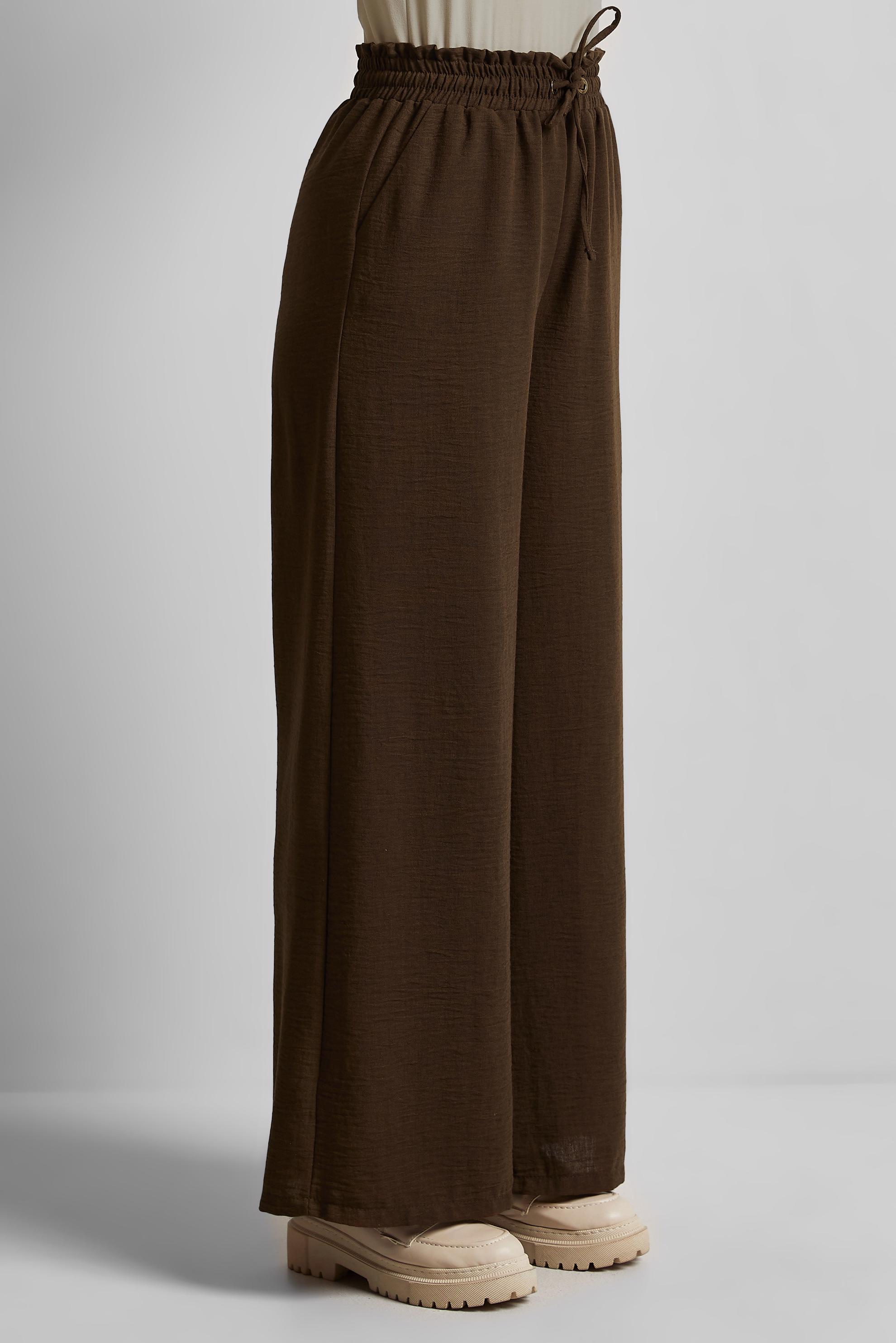 Tesettür giyim KAHVE GENİŞ PAÇA PANTOLON 70863