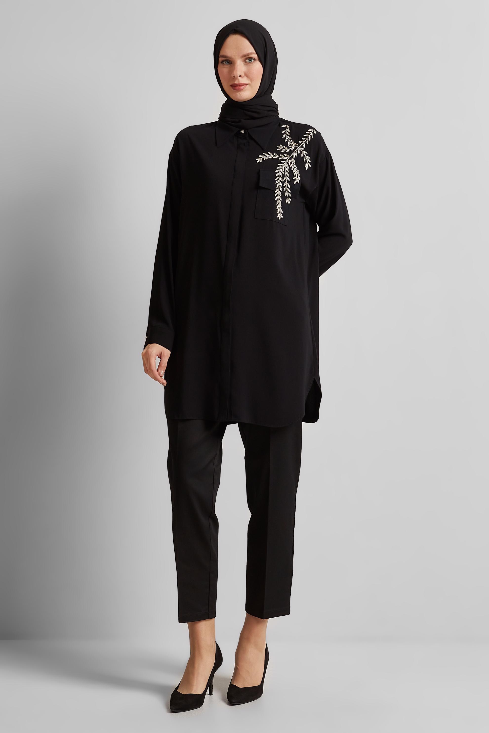 Tesettür giyim SİYAH HAVUÇ KESİM PANTOLON 70867