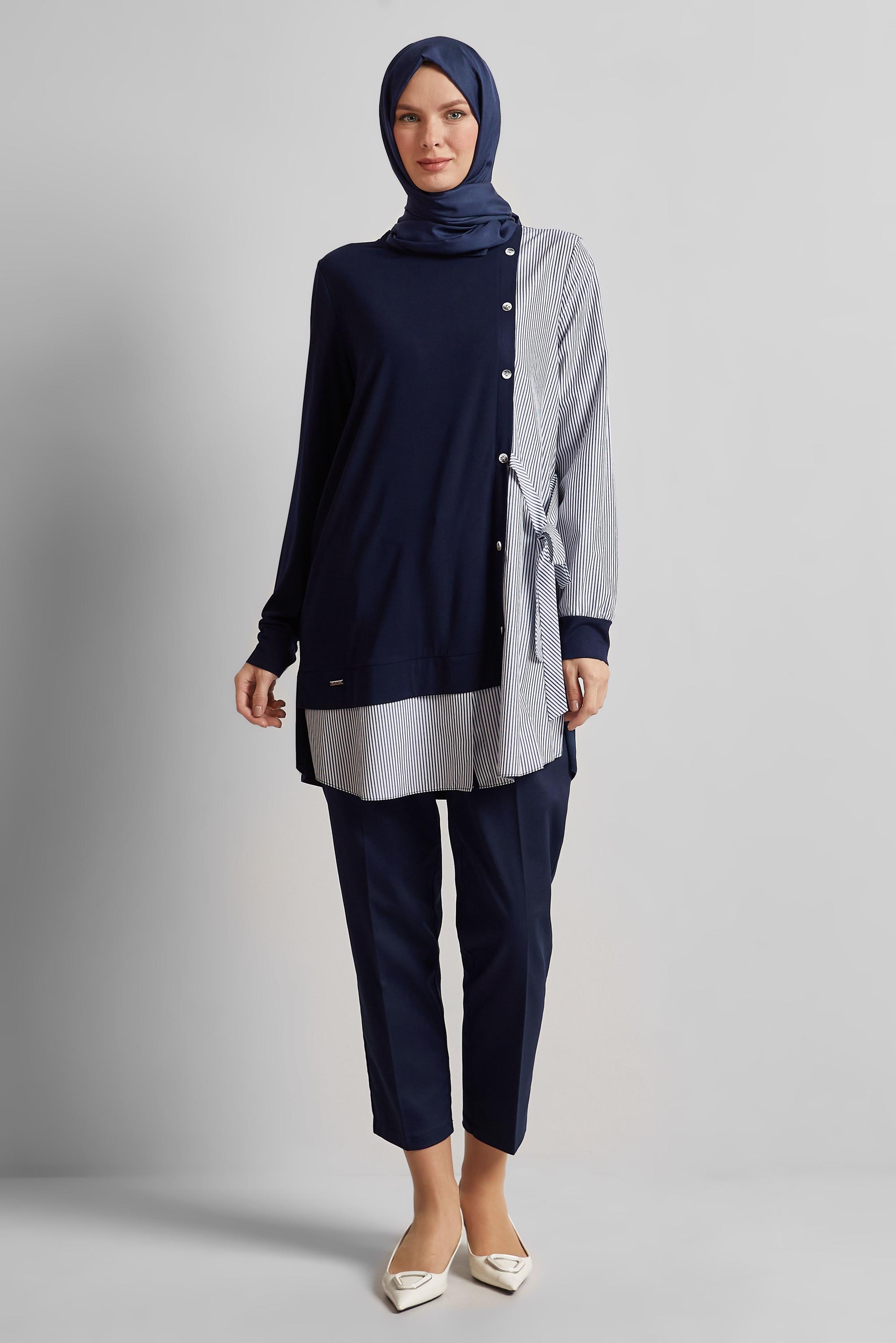 Tesettür giyim LACİVERT HAVUÇ KESİM PANTOLON 70867