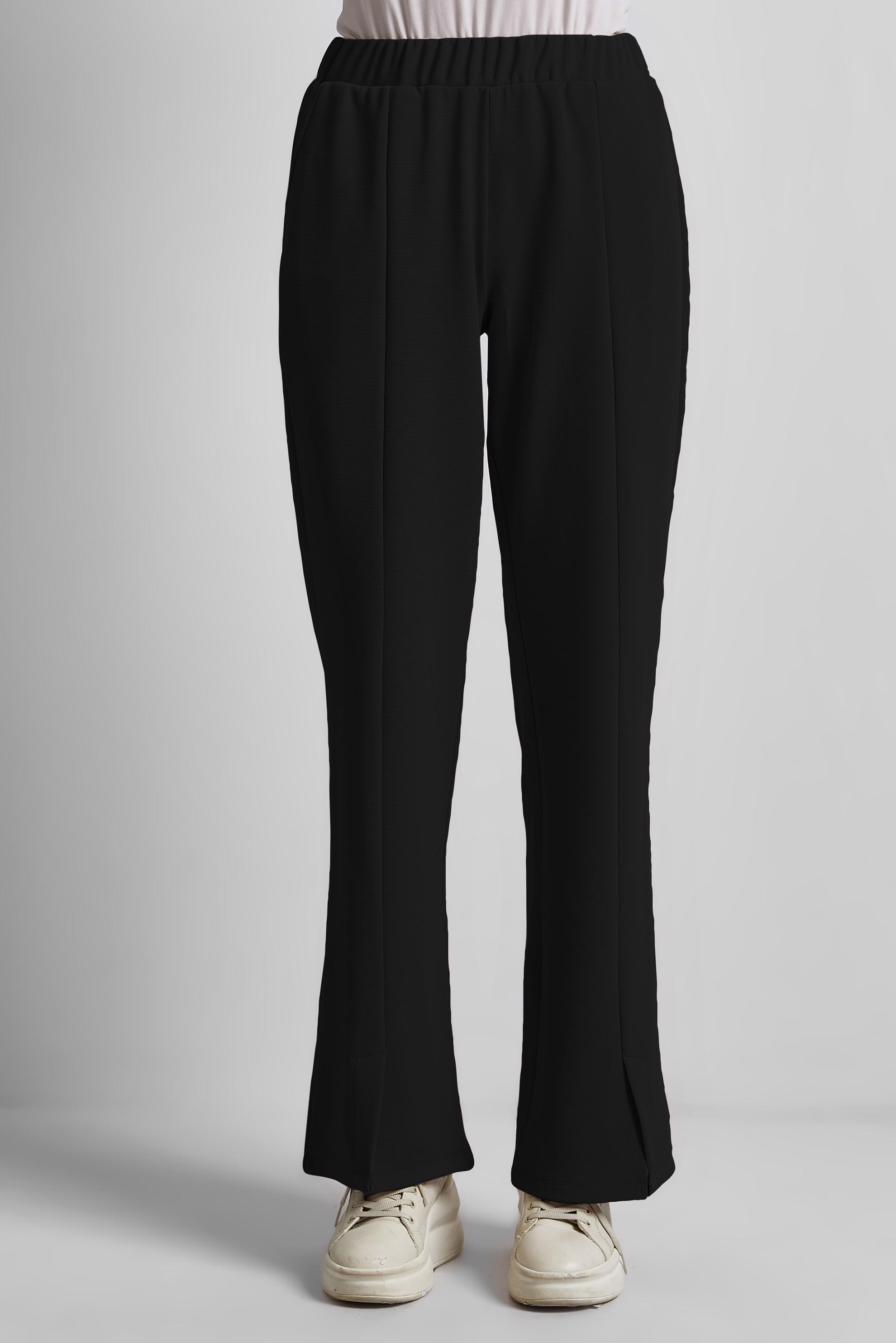 Tesettür giyim SİYAH YIRTMAÇ DETAYLI PANTOLON 70869