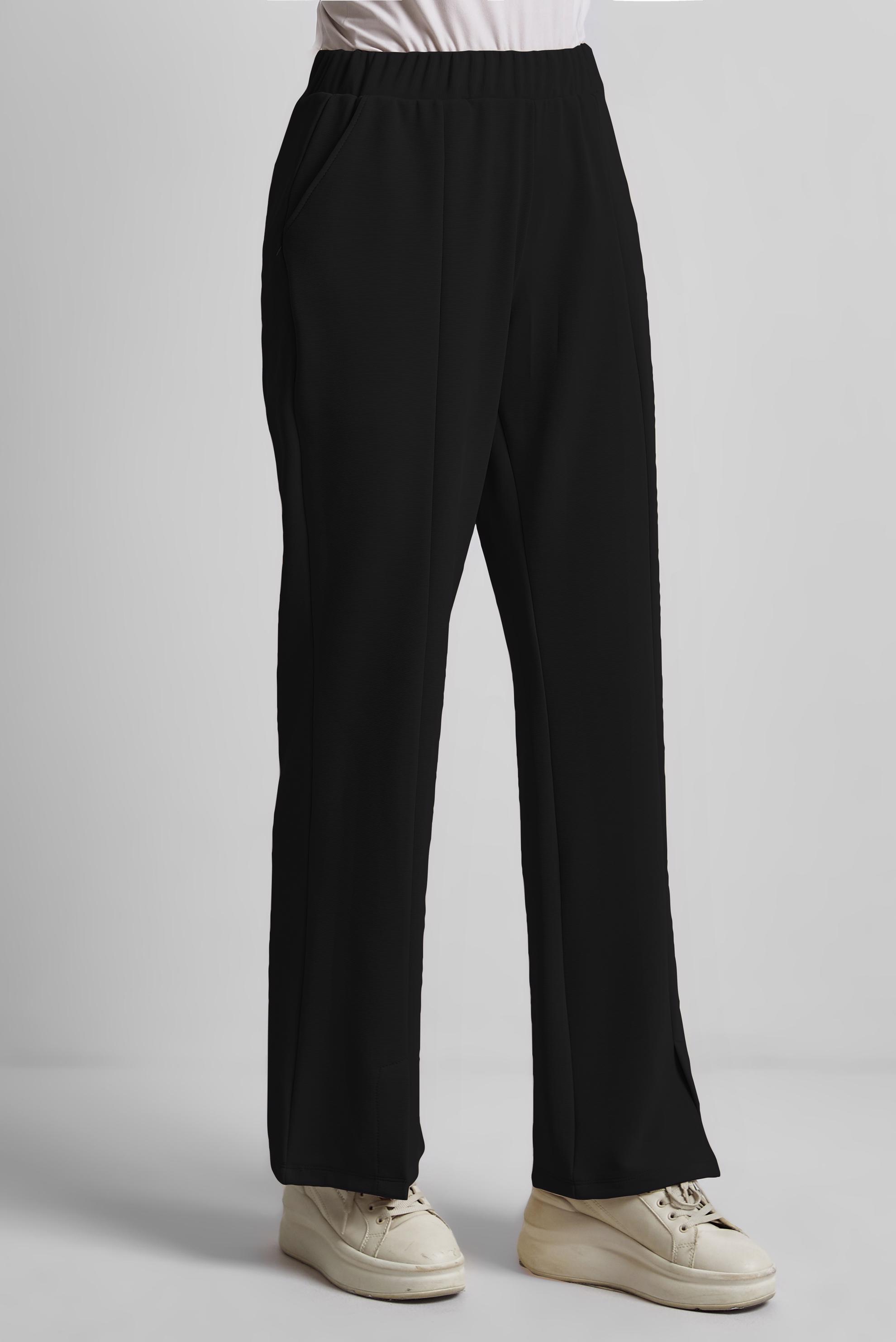 Tesettür giyim SİYAH YIRTMAÇ DETAYLI PANTOLON 70869