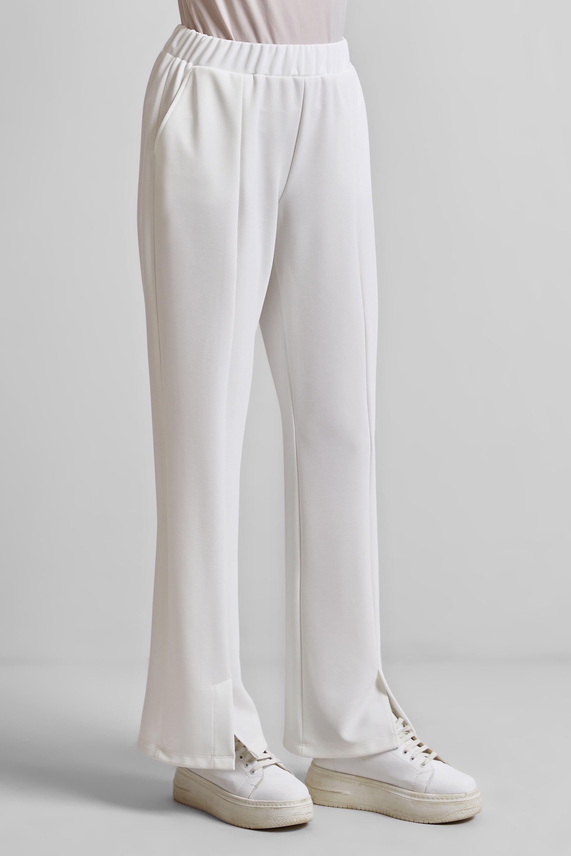 Tesettür giyim BEYAZ YIRTMAÇ DETAYLI PANTOLON 70869