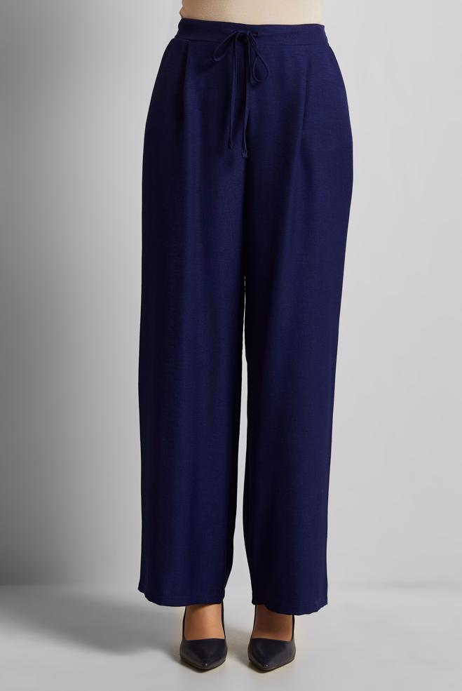 Hijab clothing NAVY BLUE WIDE LEG PANTS 70871 - ALVİNA