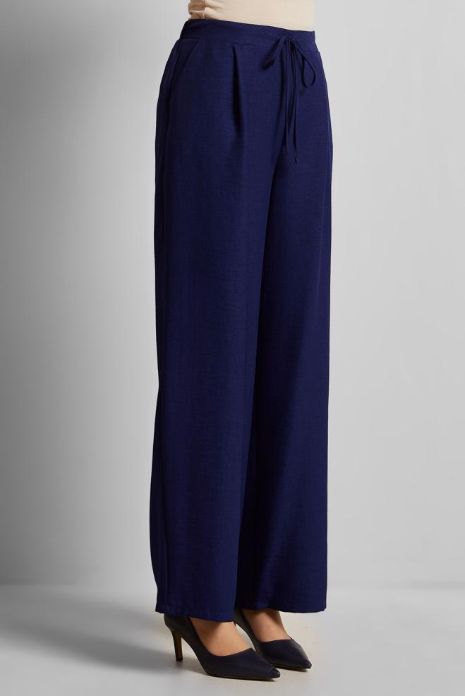 Hijab clothing NAVY BLUE WIDE LEG PANTS 70871 - ALVİNA