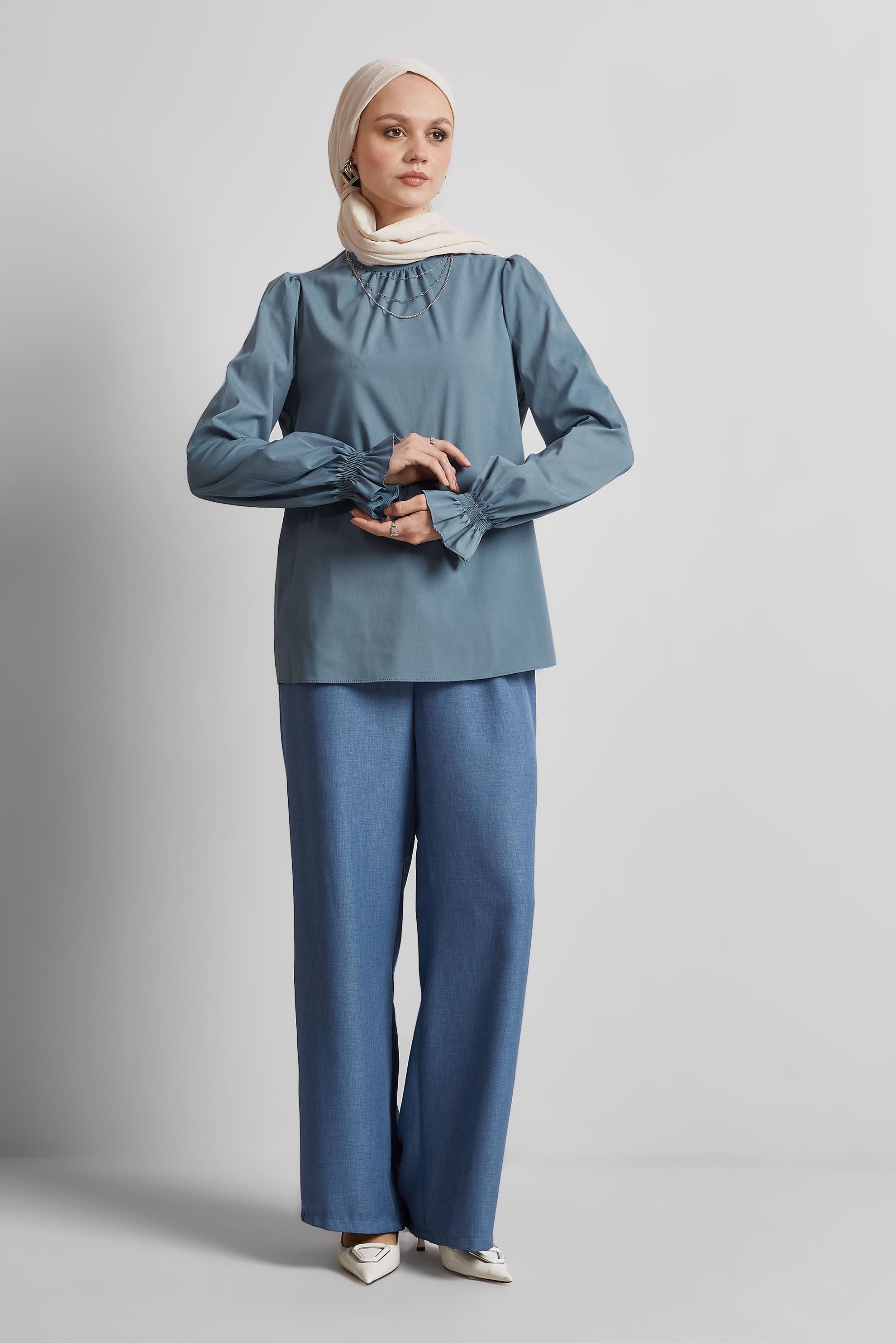 Tesettür giyim LACİVERT GENİŞ PAÇA PANTOLON 70871