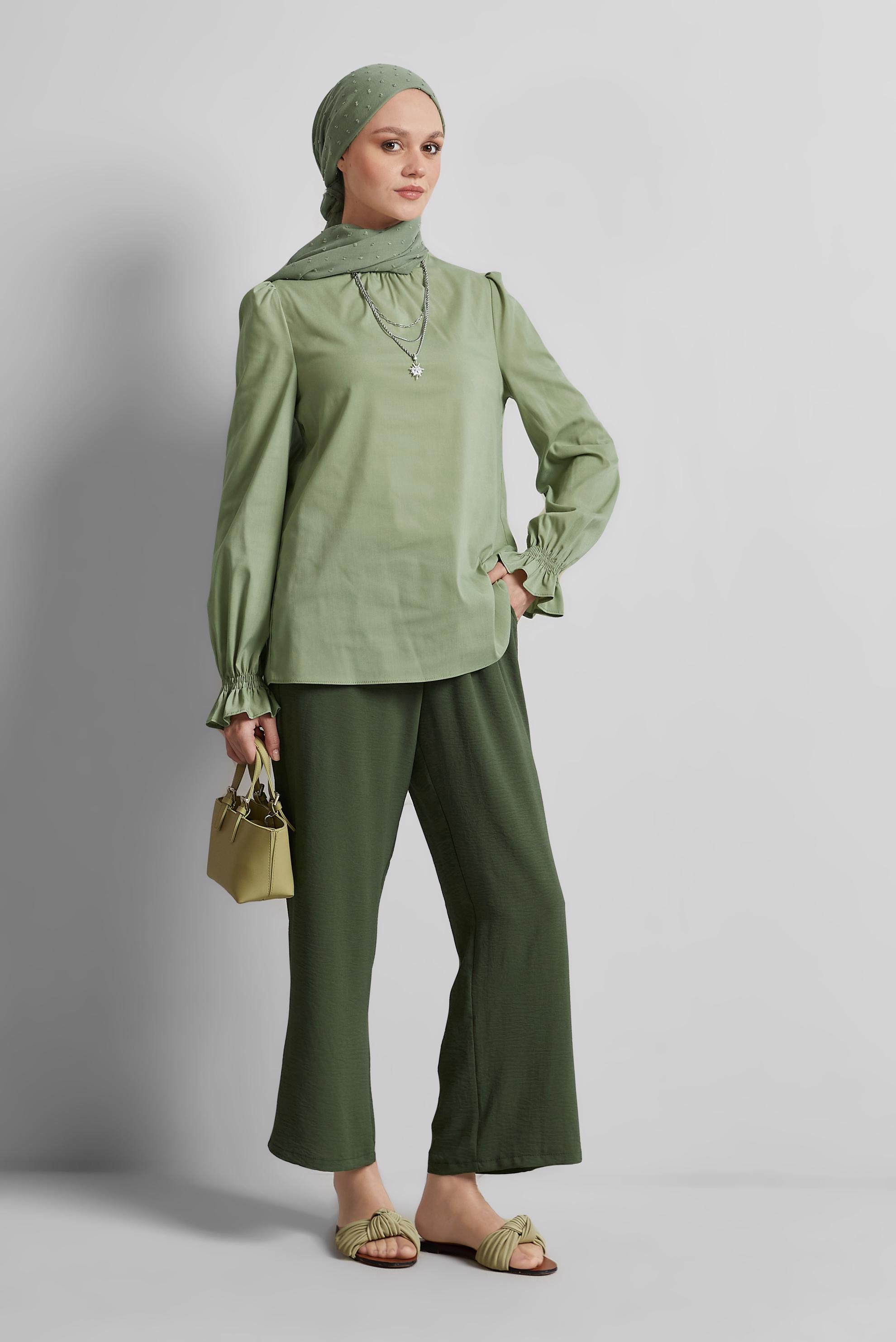 Tesettür giyim HAKİ GENİŞ PAÇA PANTOLON 70872