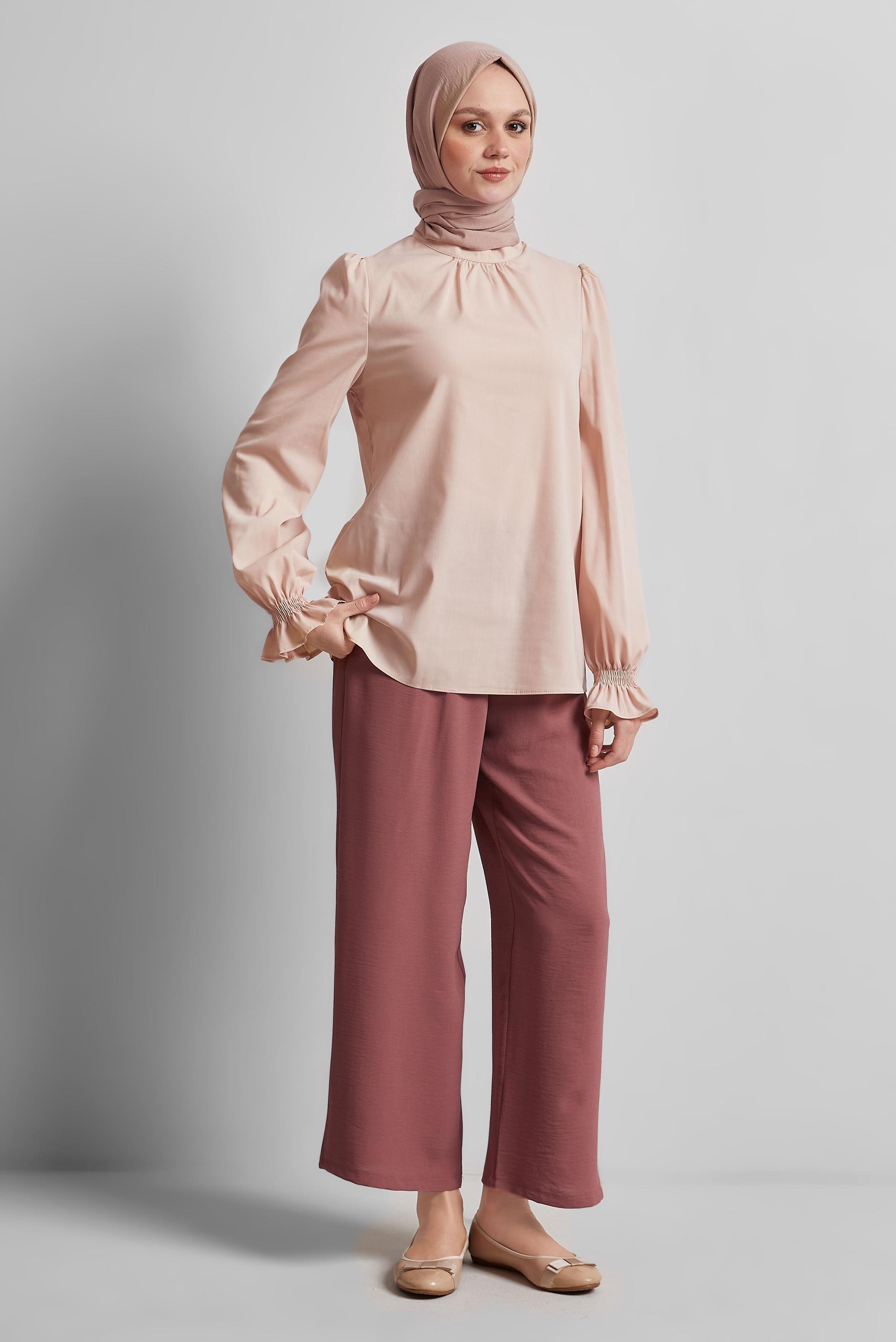 Tesettür giyim TURUNCU GENİŞ PAÇA PANTOLON 70872