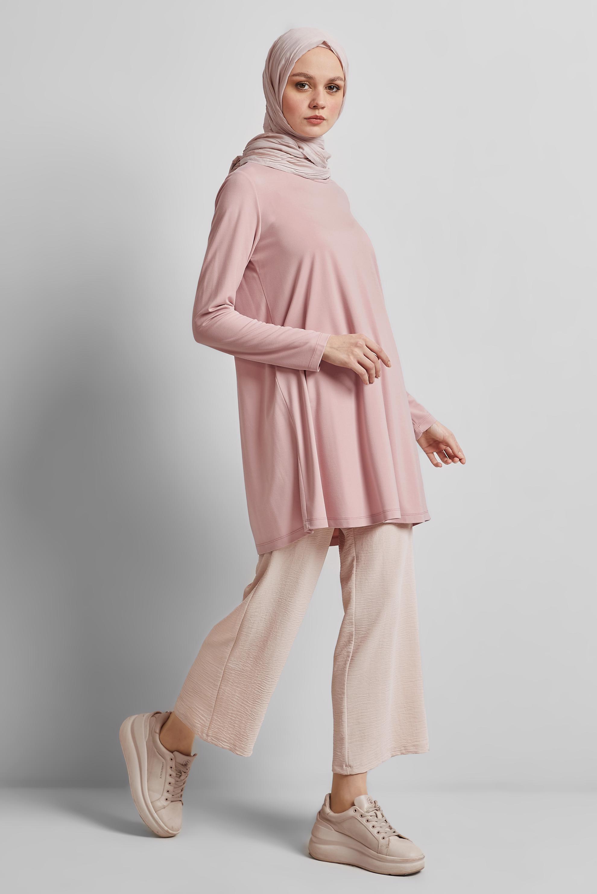 Tesettür giyim BEJ GENİŞ PAÇA PANTOLON 70872