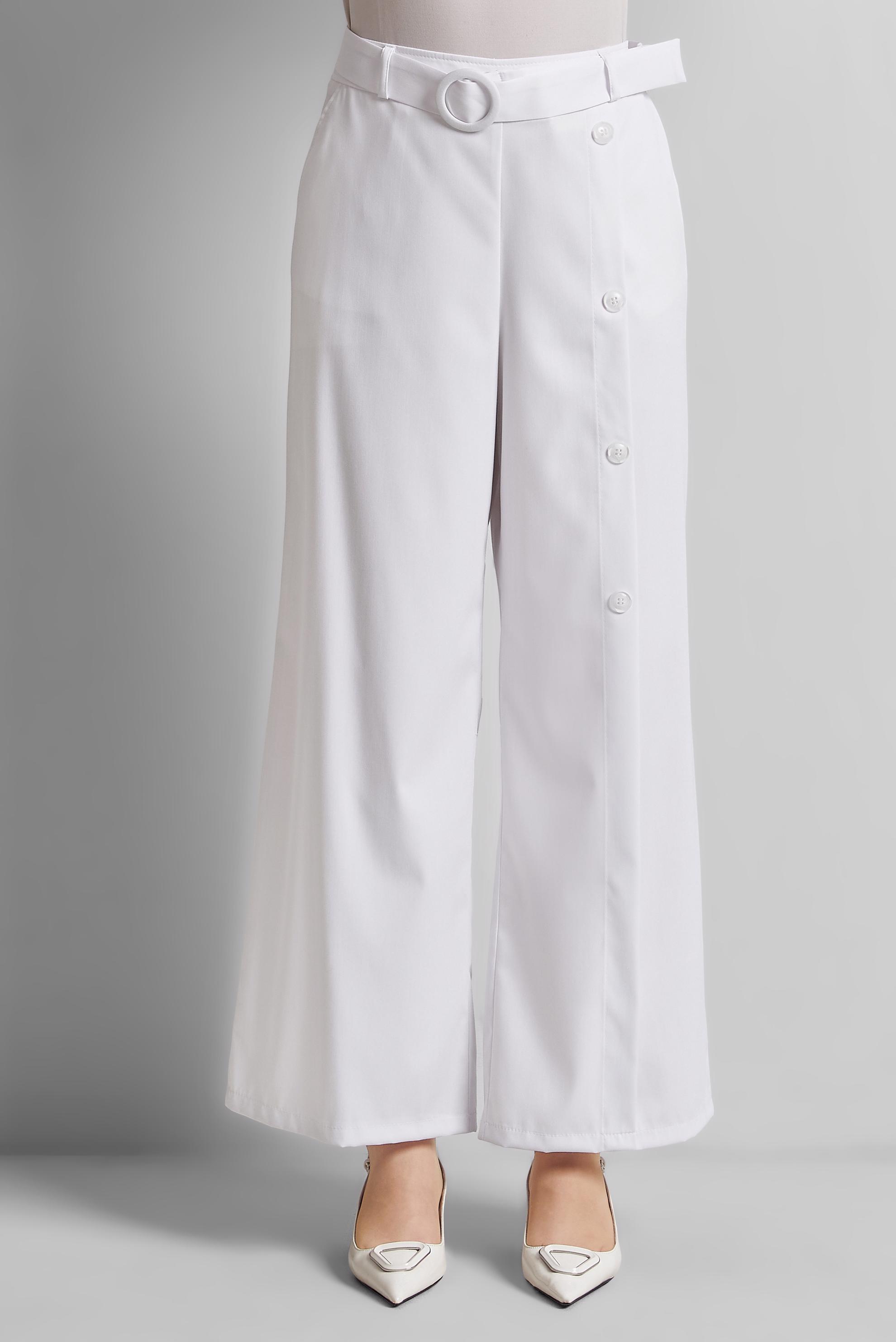 Tesettür giyim BEYAZ GENİŞ PAÇA PANTOLON 70873