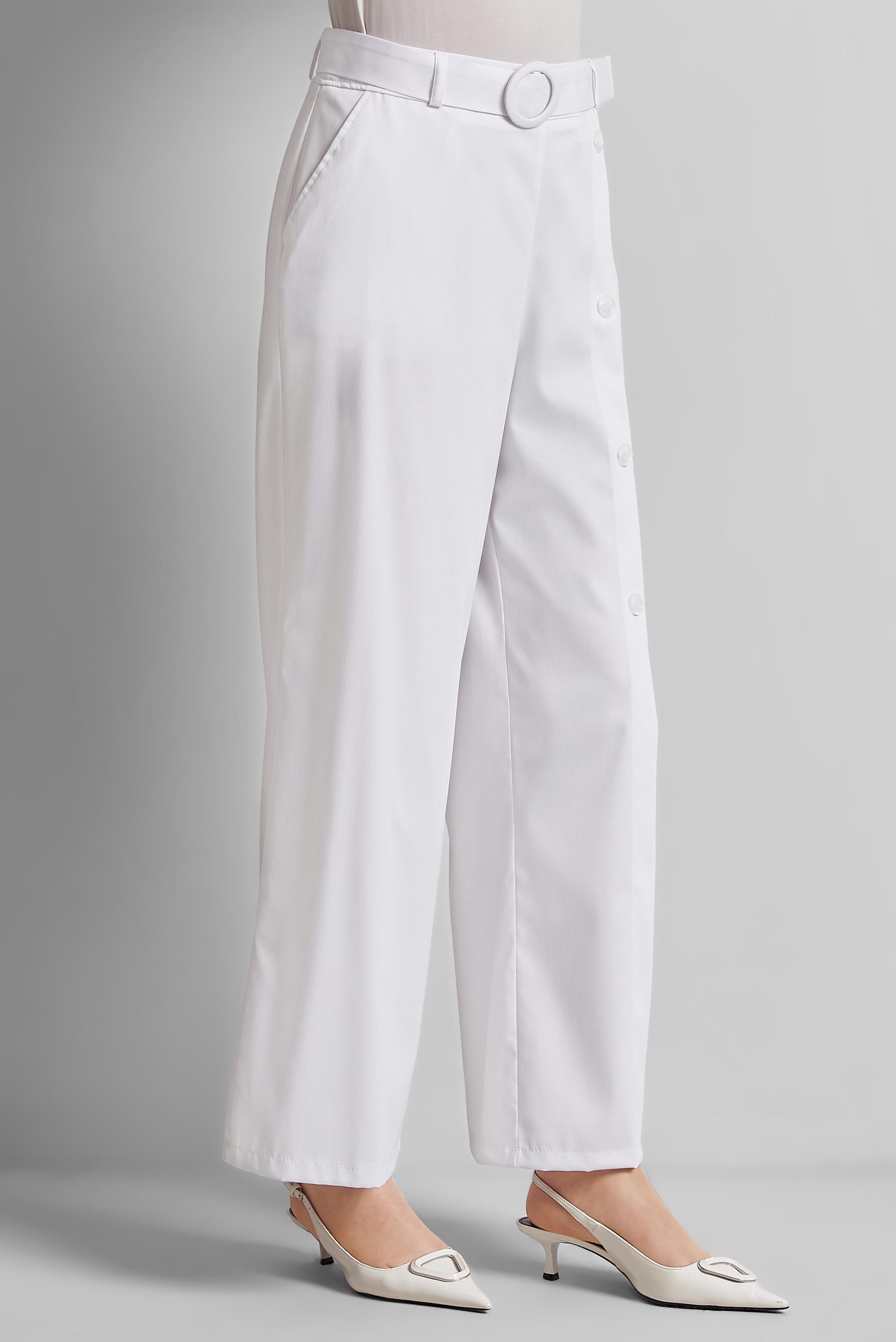 Tesettür giyim BEYAZ GENİŞ PAÇA PANTOLON 70873